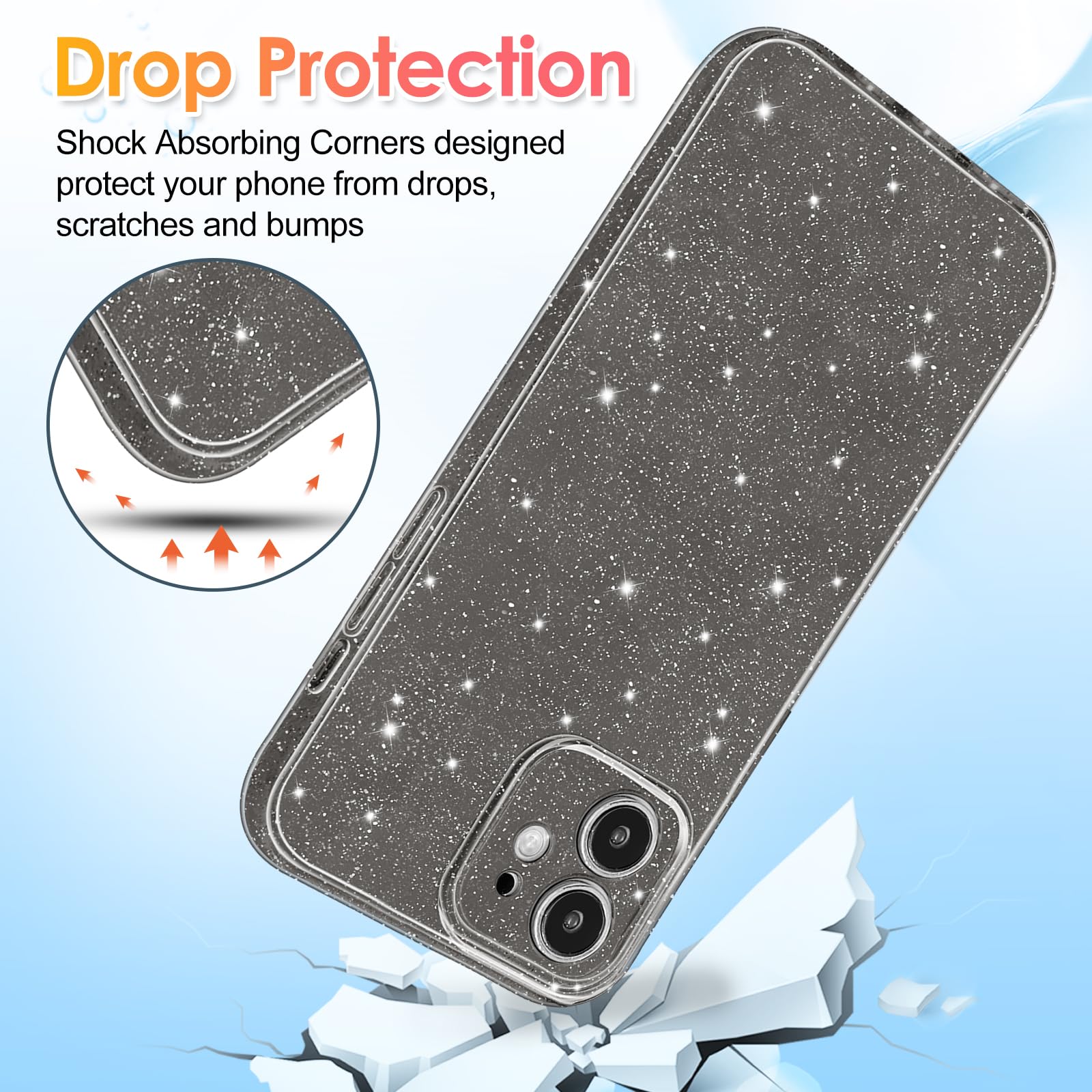 Foto 5 pulgar | Funda Hython Glitter Sparkly iPhone 12 6.1 Gris - Venta Internacional