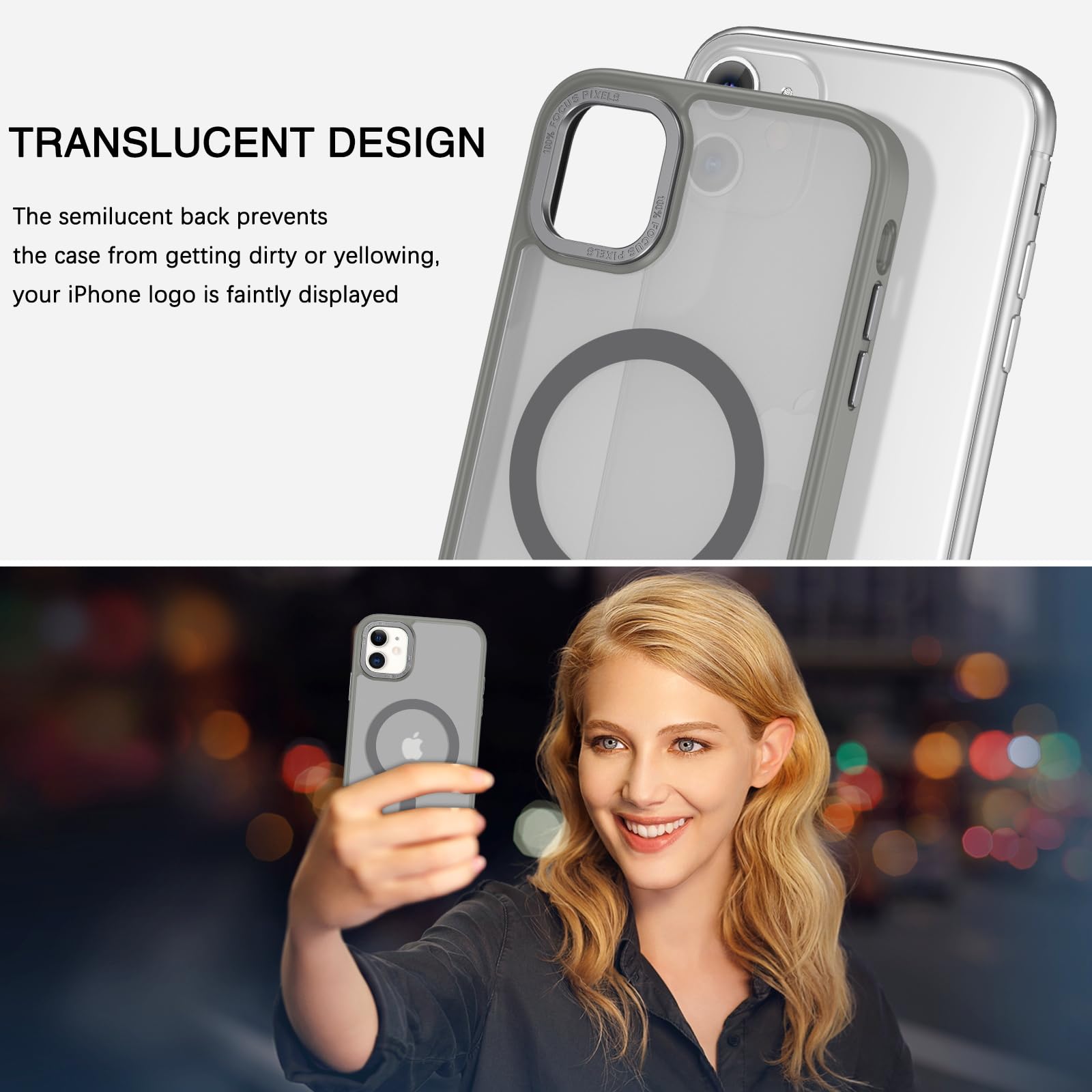 Foto 4 pulgar | Funda Magnética Bentoben para iPhone 12 Mini Gris Translúcido - Venta Internacional