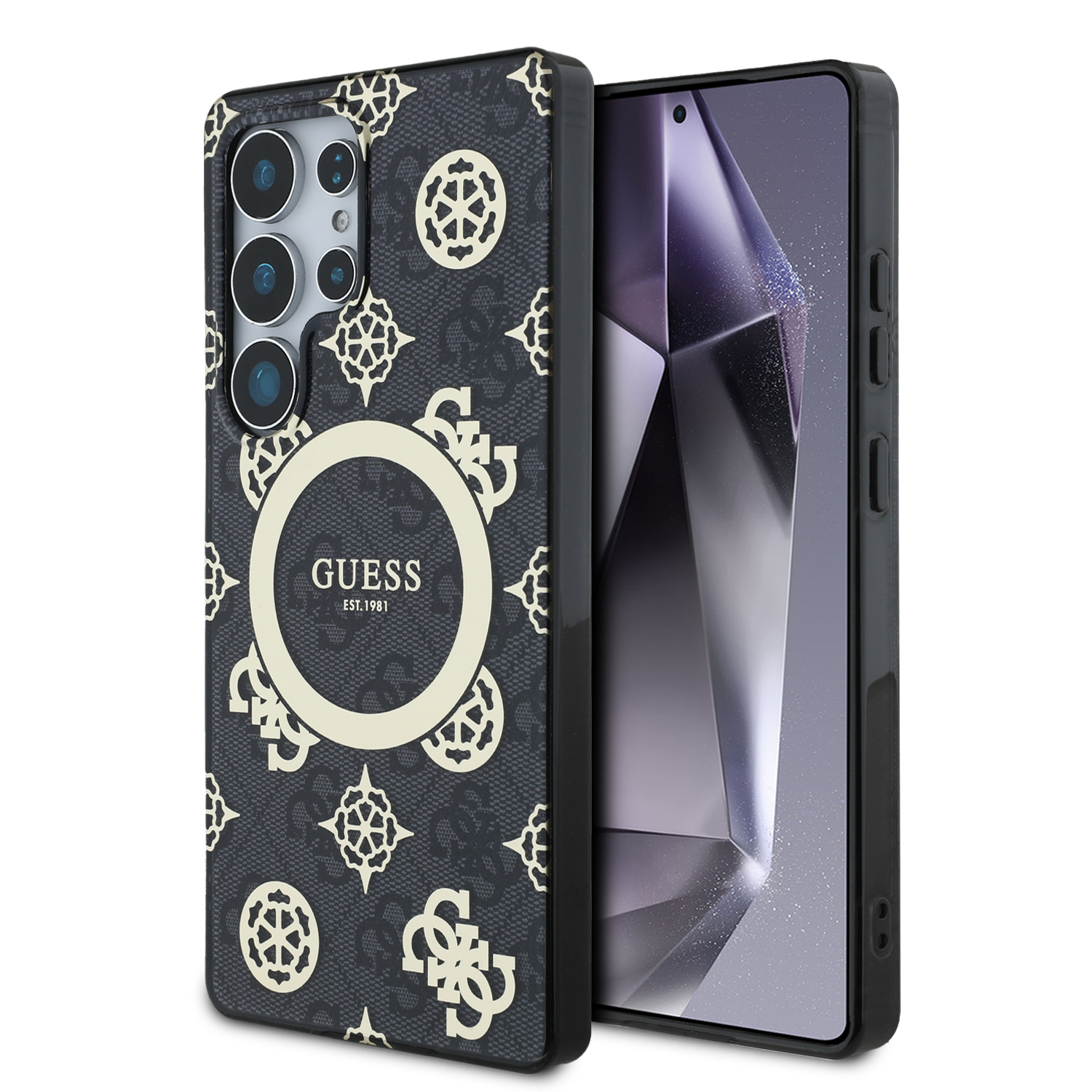Funda Guess Peony Logo Clásico S25 Ultra Negra