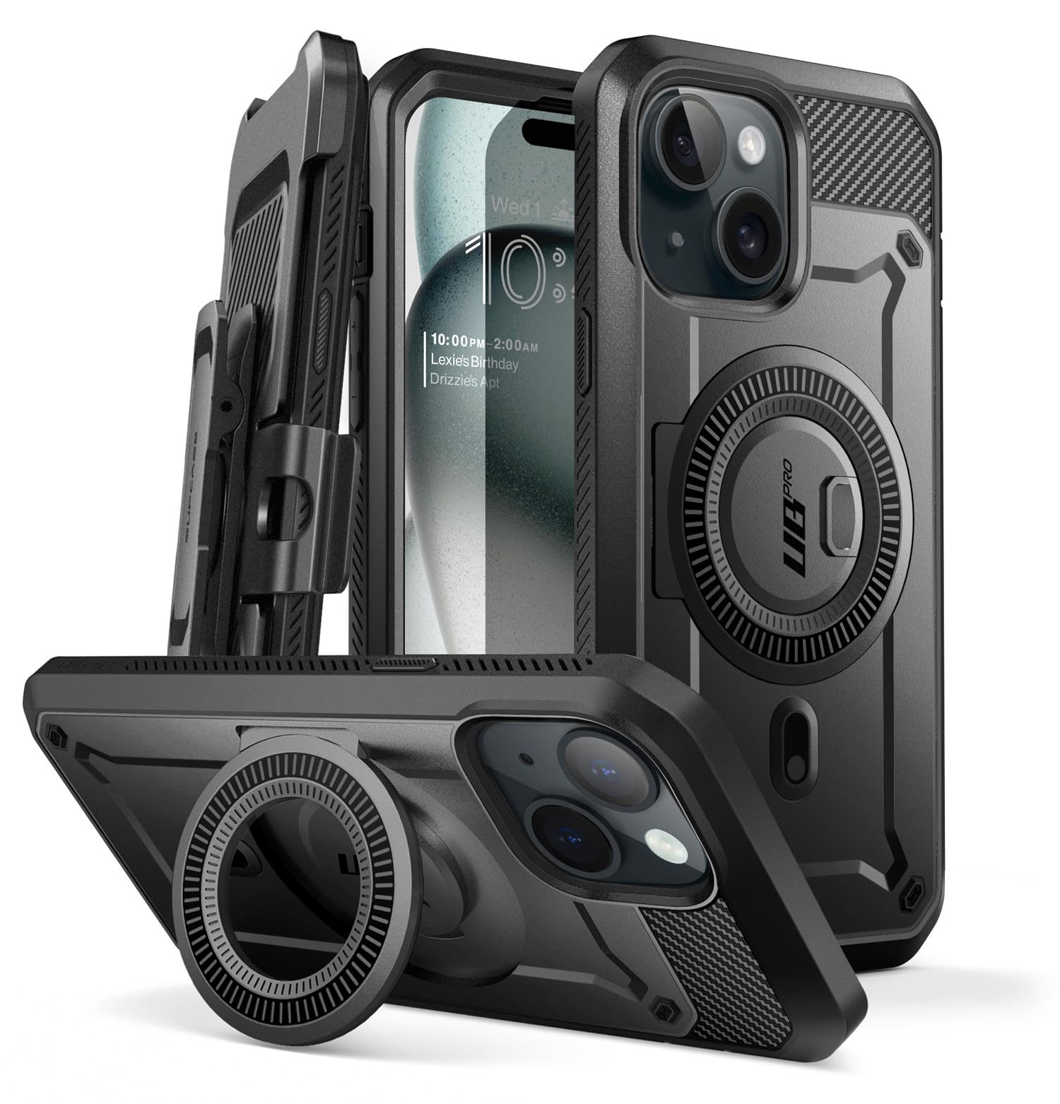Foto 2 pulgar | Funda Supcase Para Iphone 15 Plus Con Soporte Y Magsafe, Color Negro - Venta Internacional.