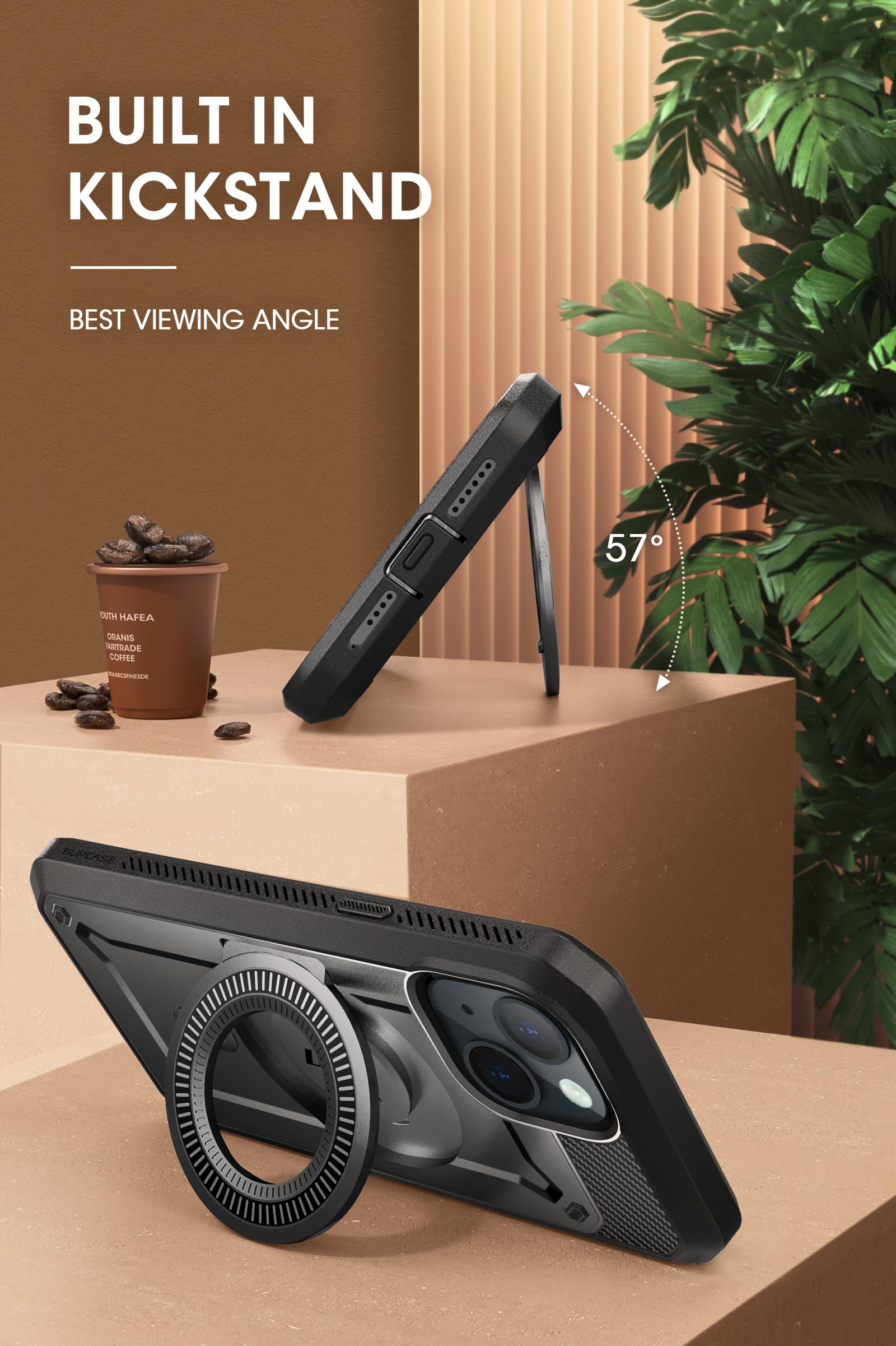 Foto 4 pulgar | Funda Supcase Para Iphone 15 Plus Con Soporte Y Magsafe, Color Negro - Venta Internacional.