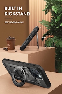 Foto 3 | Funda Supcase Para Iphone 15 Plus Con Soporte Y Magsafe, Color Negro - Venta Internacional.