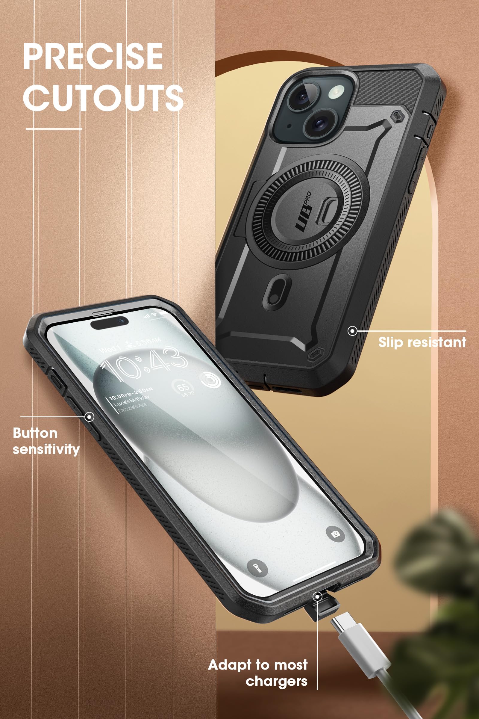 Foto 7 pulgar | Funda Supcase Para Iphone 15 Plus Con Soporte Y Magsafe, Color Negro - Venta Internacional.