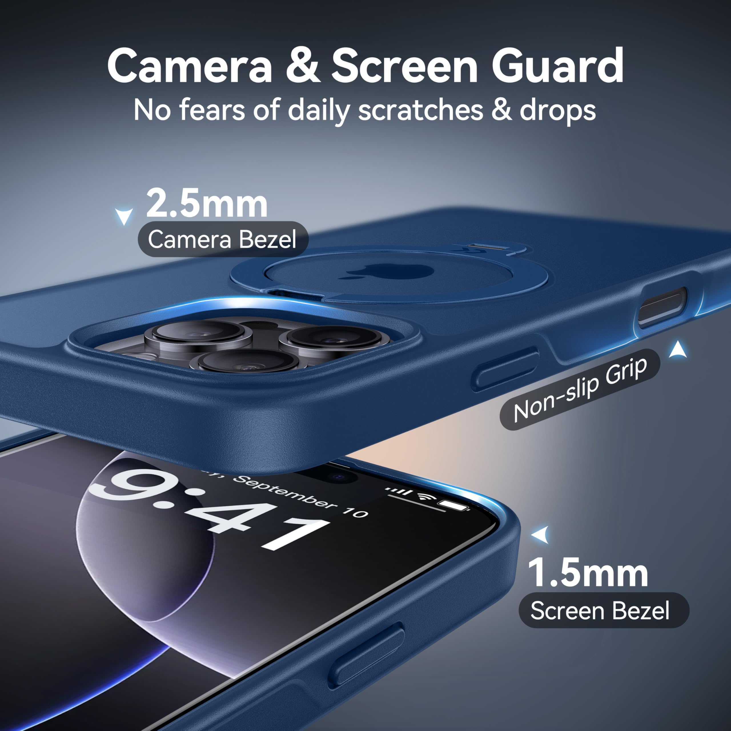 Foto 7 pulgar | Funda De Teléfono Casekoo Patentada Con Soporte Magnético De Giro De 360° Para Iphone 16 Pro Max, Azul - Venta I
