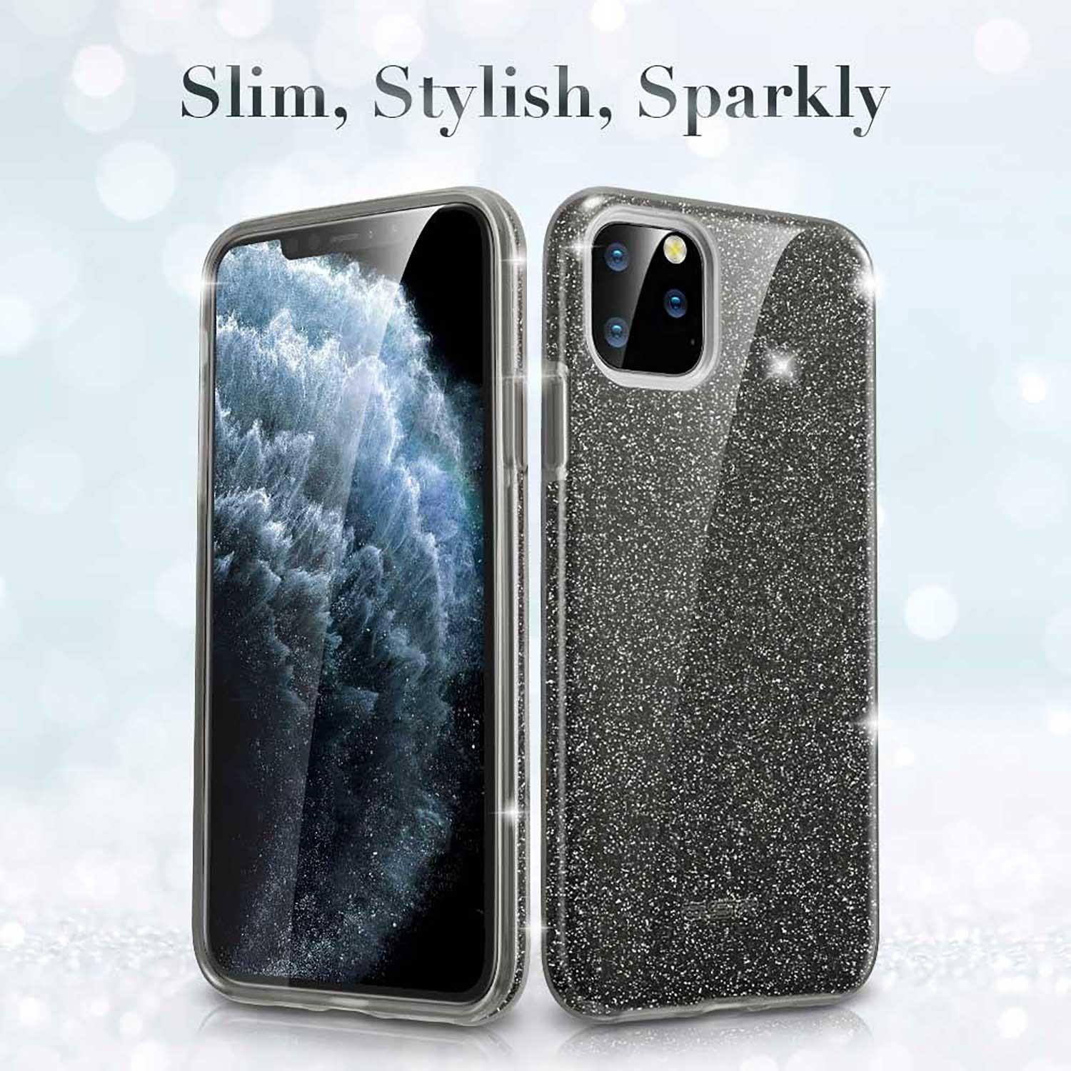Foto 3 pulgar | Funda Esr Glitter Brillos para iPhone 11 Pro color Negro