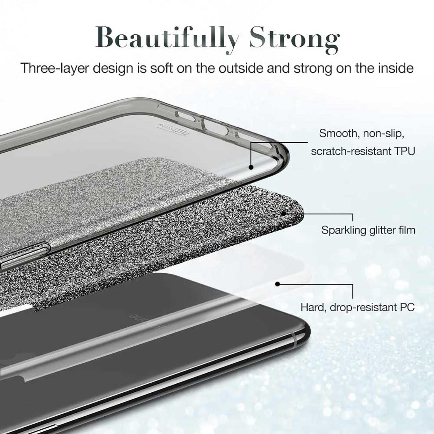 Foto 4 pulgar | Funda Esr Glitter Brillos para iPhone 11 Pro color Negro