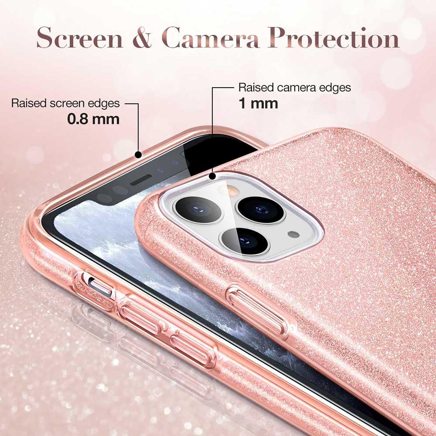Foto 3 pulgar | Funda Esr Glitter Brillos para iPhone 11 Pro color Coral