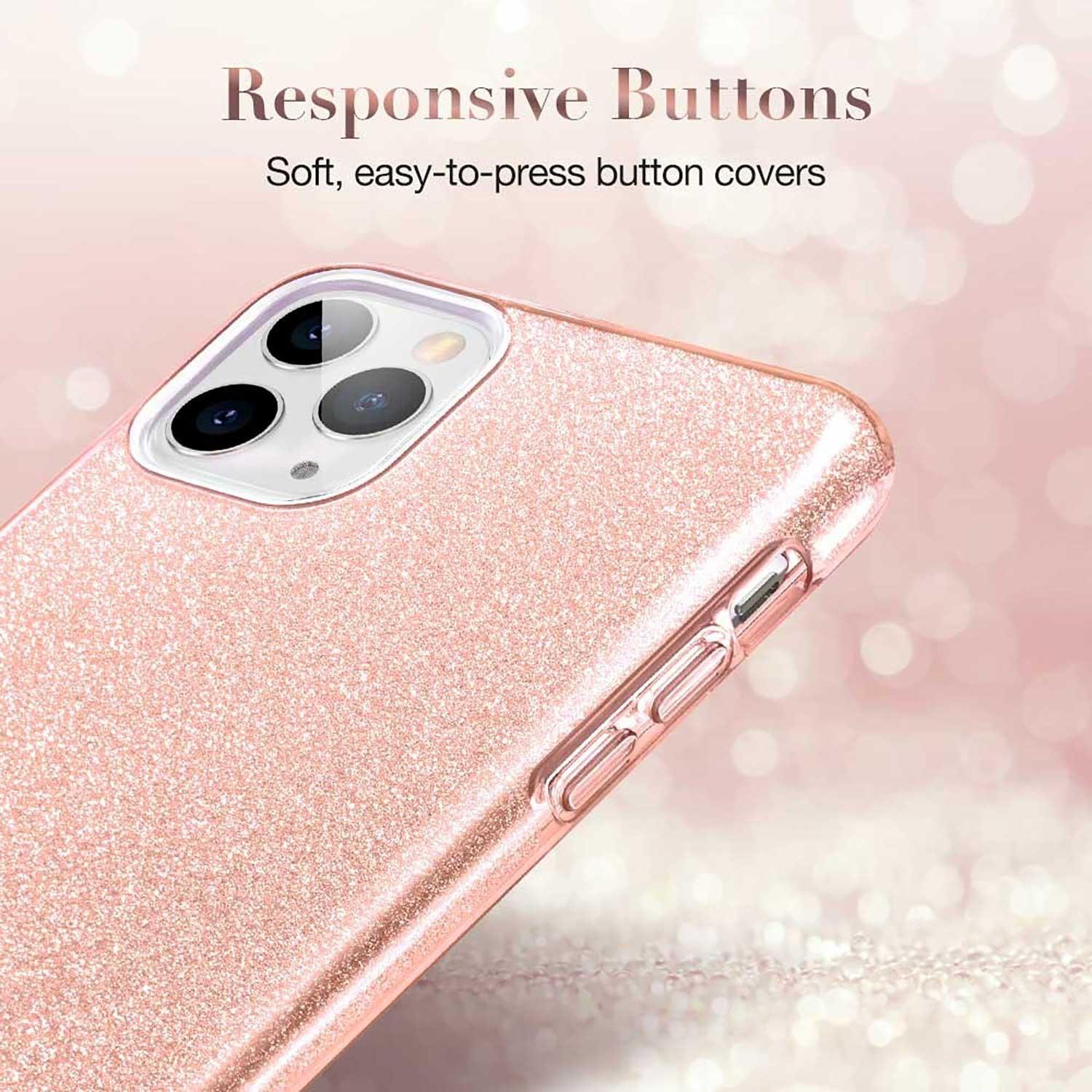 Foto 4 pulgar | Funda Esr Glitter Brillos para iPhone 11 Pro color Coral