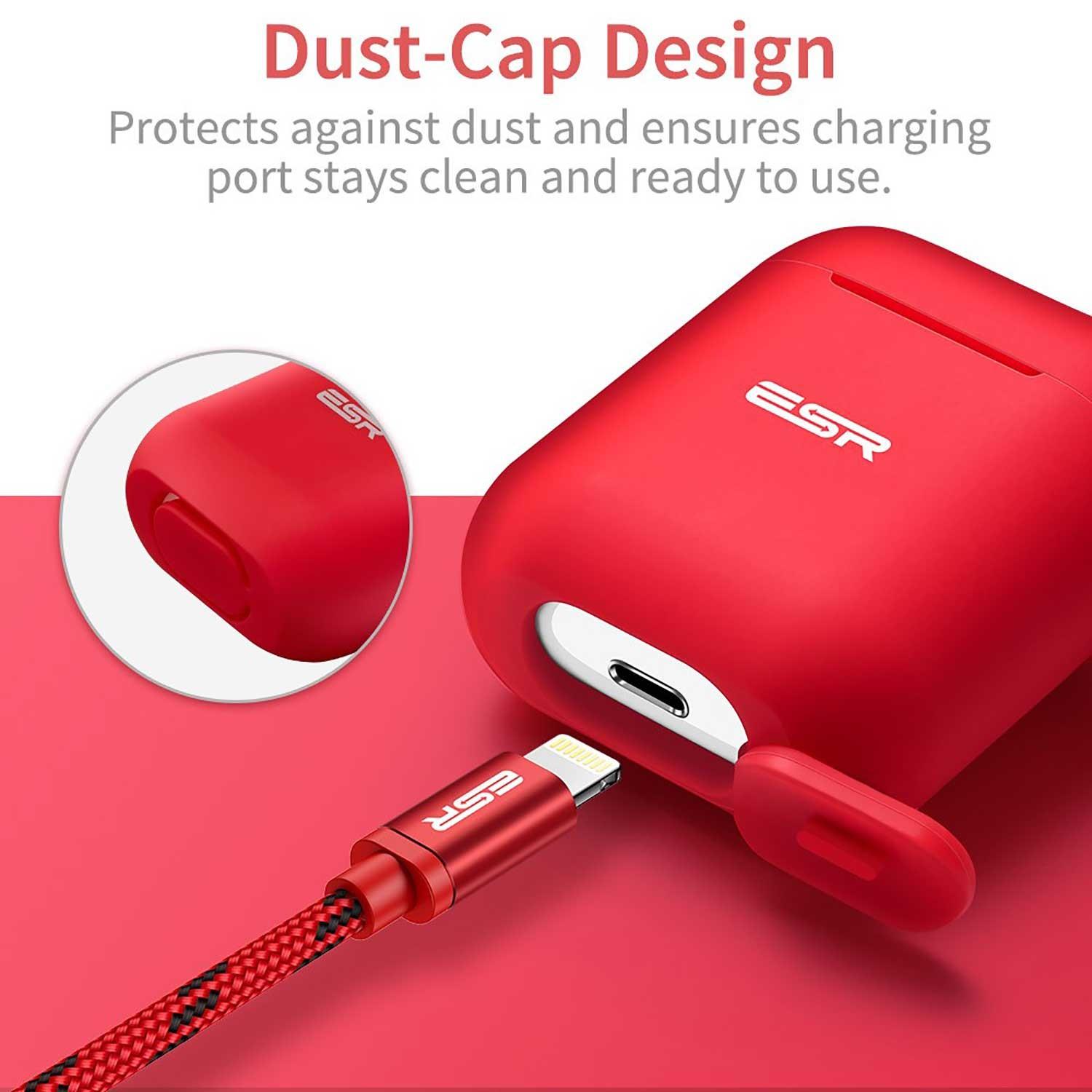 Foto 4 pulgar | Funda Esr Bounce para Airpods 1 y 2 color Rojo