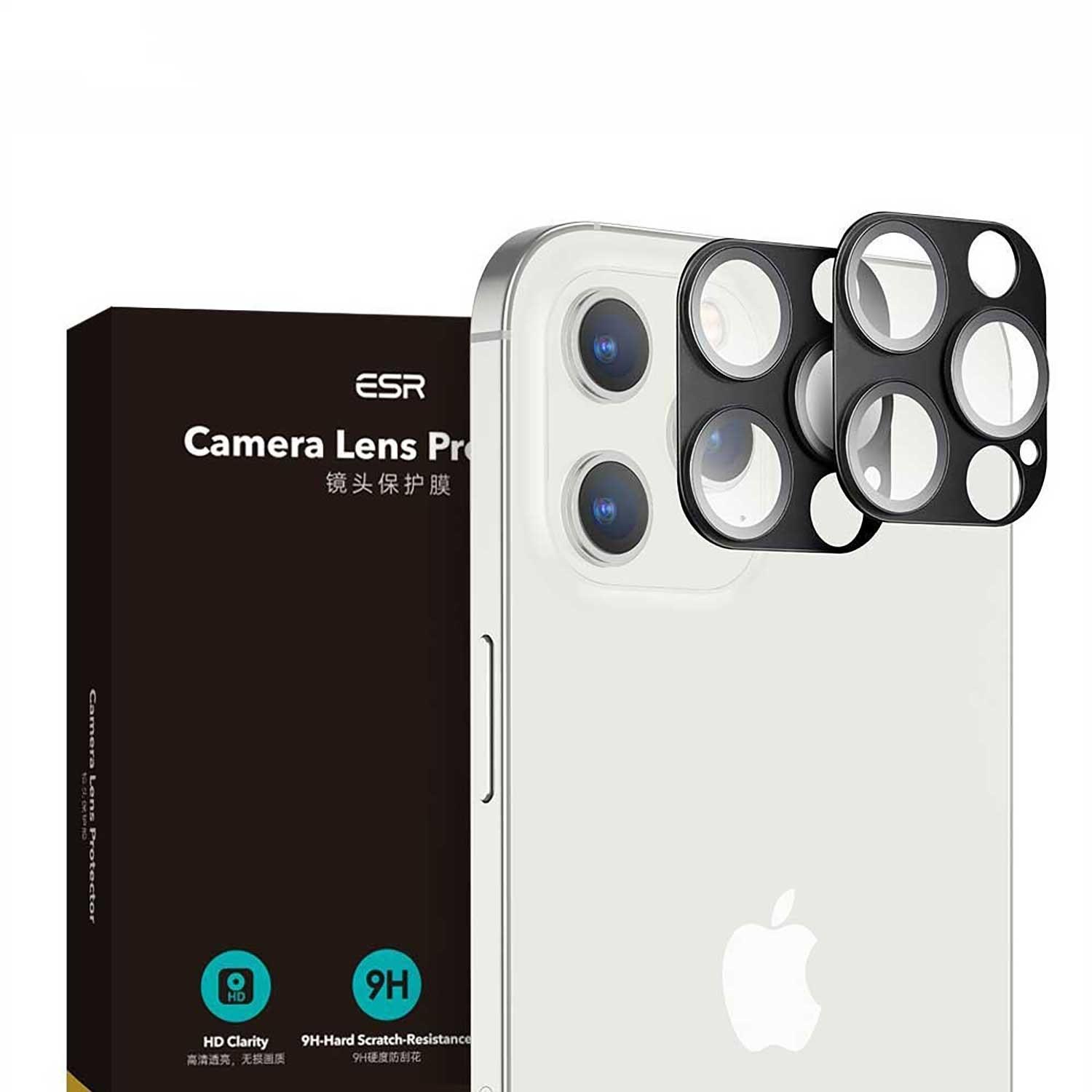 Foto 3 pulgar | Mica de Vidrio Esr color Negro para iPhone 12 Pro 2 Piezas Protectora de Cámara