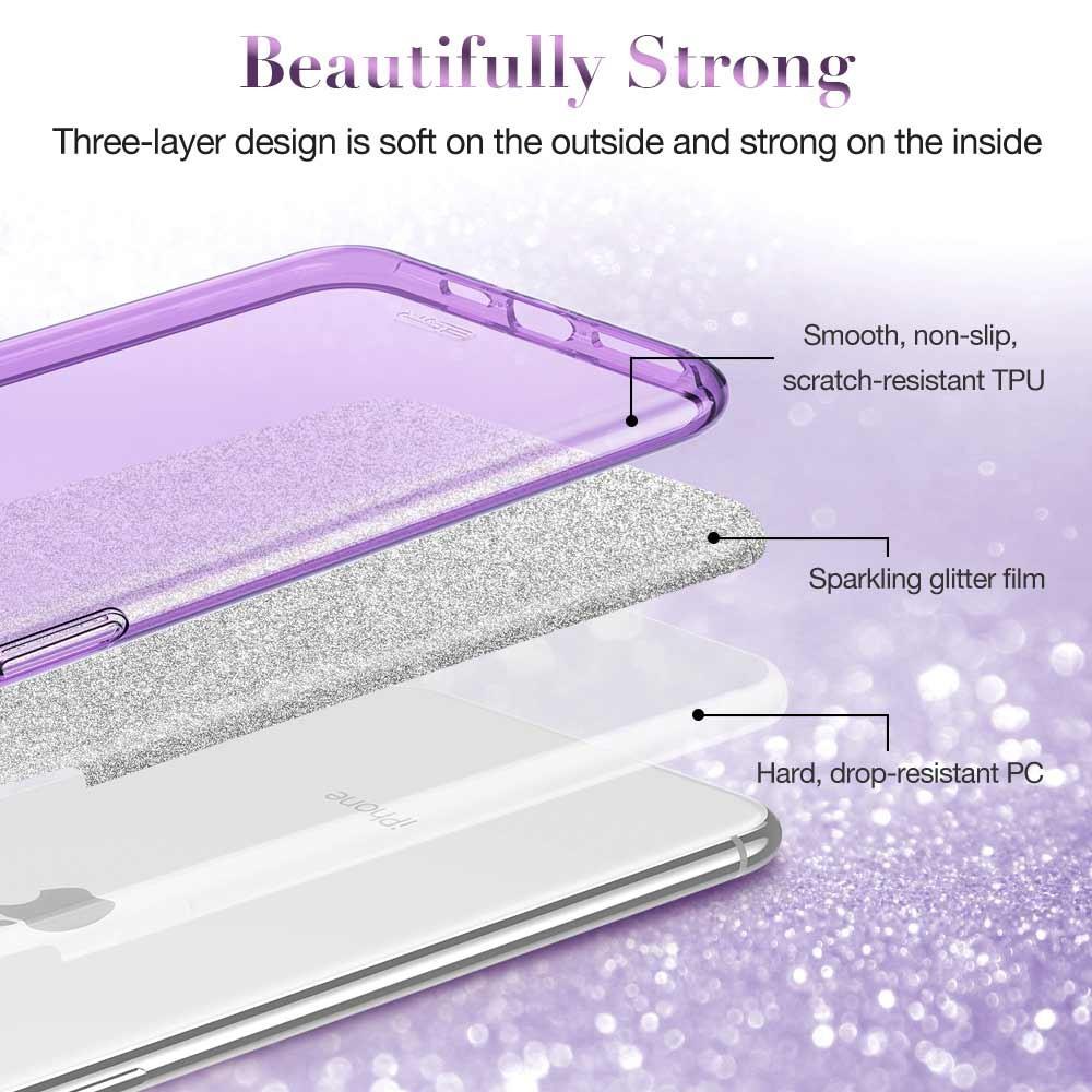 Foto 4 pulgar | Funda Esr Glitter Brillos para iPhone 11 Pro Púrpura