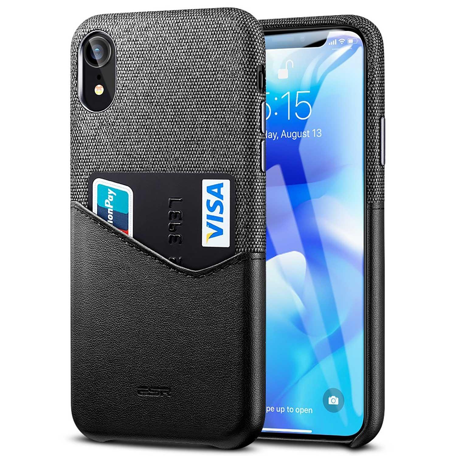 Funda Esr Metro Wallet para iPhone Xr color Negro con Cartera