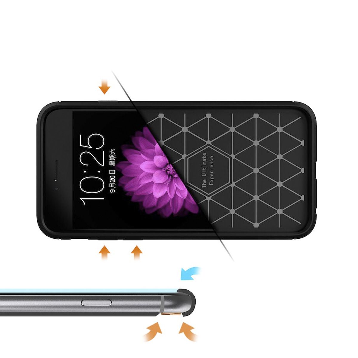 Foto 3 pulgar | Funda Premium Fibra De Carbono Para iPhone 6 Plus 6s Plus Suave Flexible color Negro