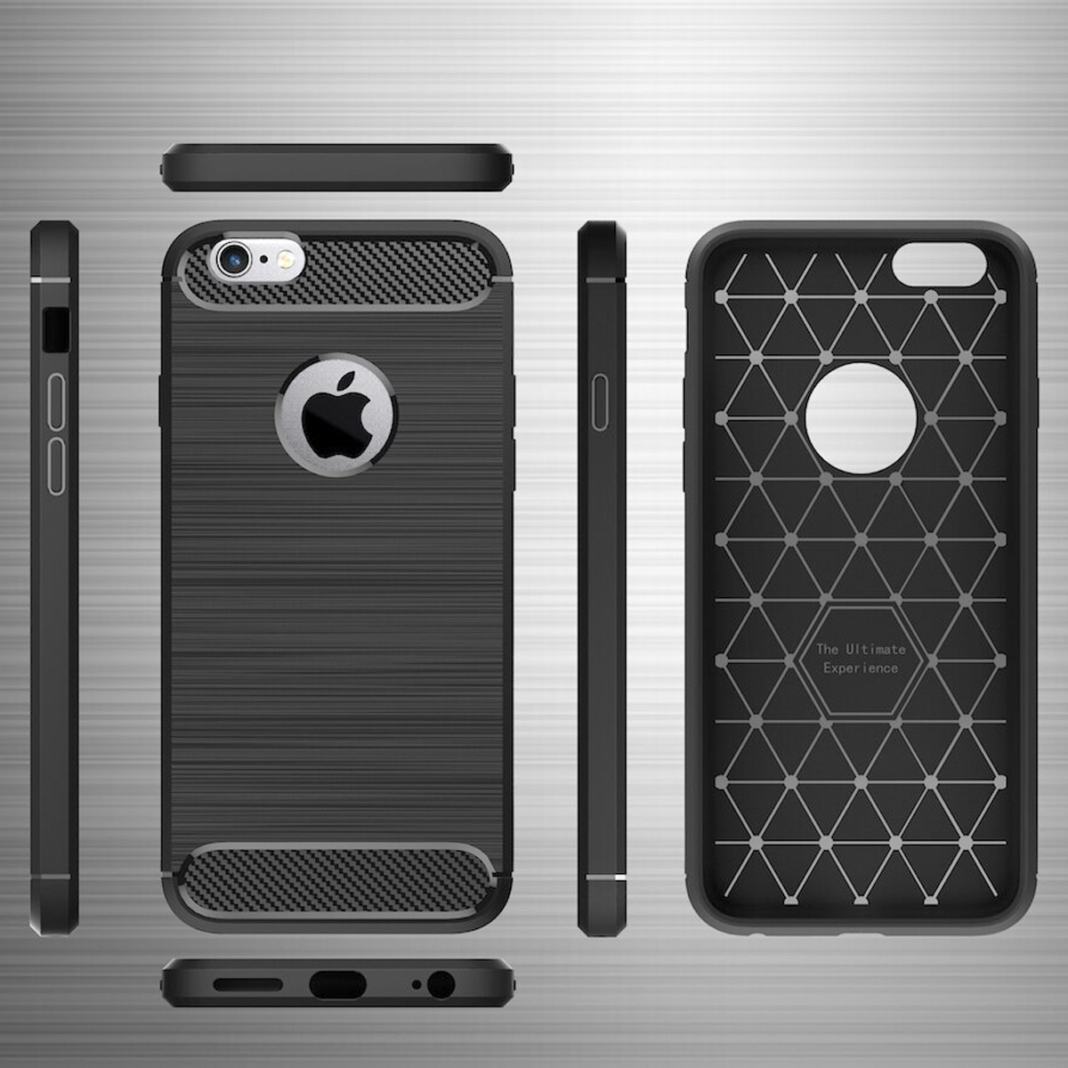 Foto 4 pulgar | Funda Premium Fibra De Carbono Para iPhone 6 Plus 6s Plus Suave Flexible color Negro