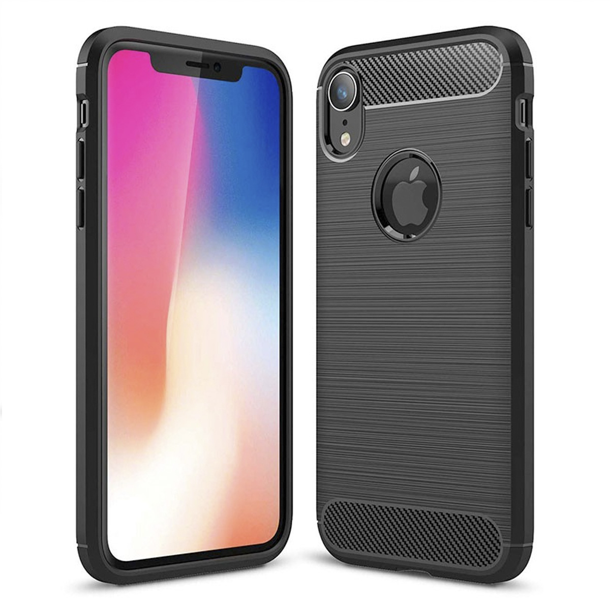 Funda Premium Fibra De Carbono Para iPone Xr Suave Flexible Color Negro