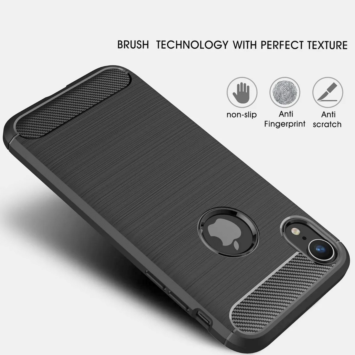 Foto 4 pulgar | Funda Premium Fibra De Carbono Para iPone Xr Suave Flexible Color Negro