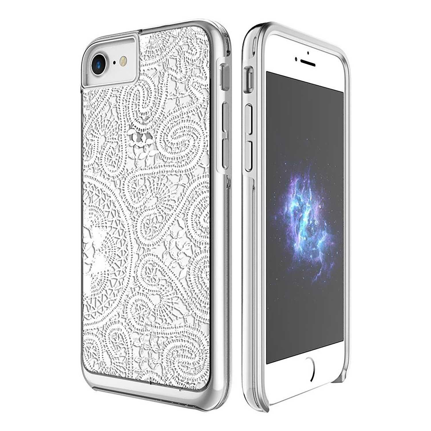 Funda Prodigee Show Lace color Blanco Transparente para iPhone Se y iPhone 8