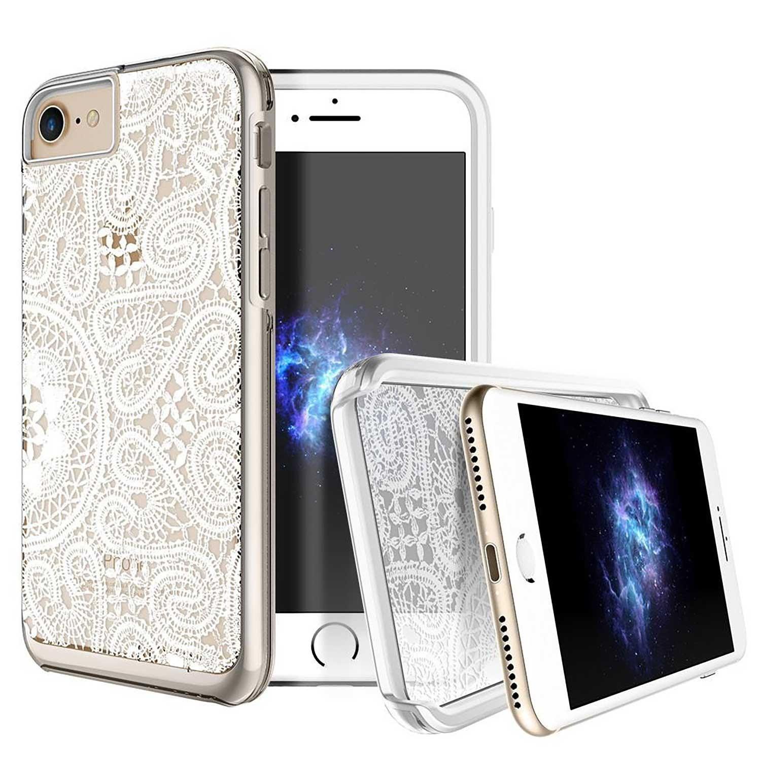 Foto 3 pulgar | Funda Prodigee Show Lace color Blanco Transparente para iPhone Se y iPhone 8