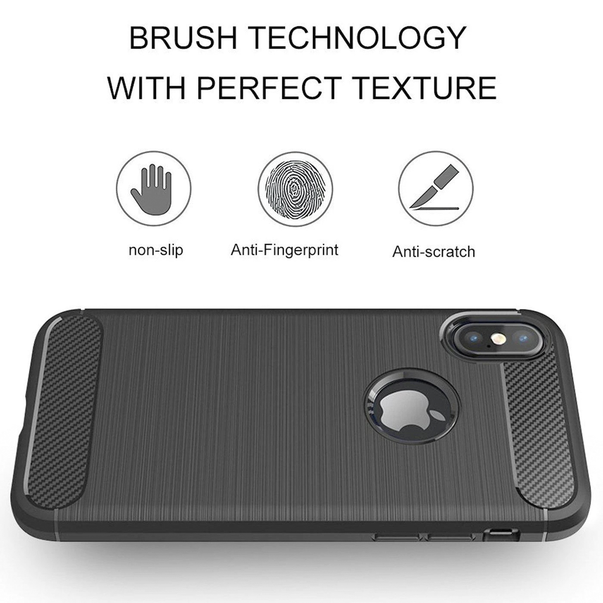 Foto 3 pulgar | Funda Premium Fibra De Carbono Para iPhone X Max Iphone Xs Max Suave Flexible Color Negro