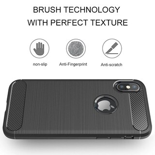 Foto 2 | Funda Premium Fibra De Carbono Para iPhone X Max Iphone Xs Max Suave Flexible Color Negro