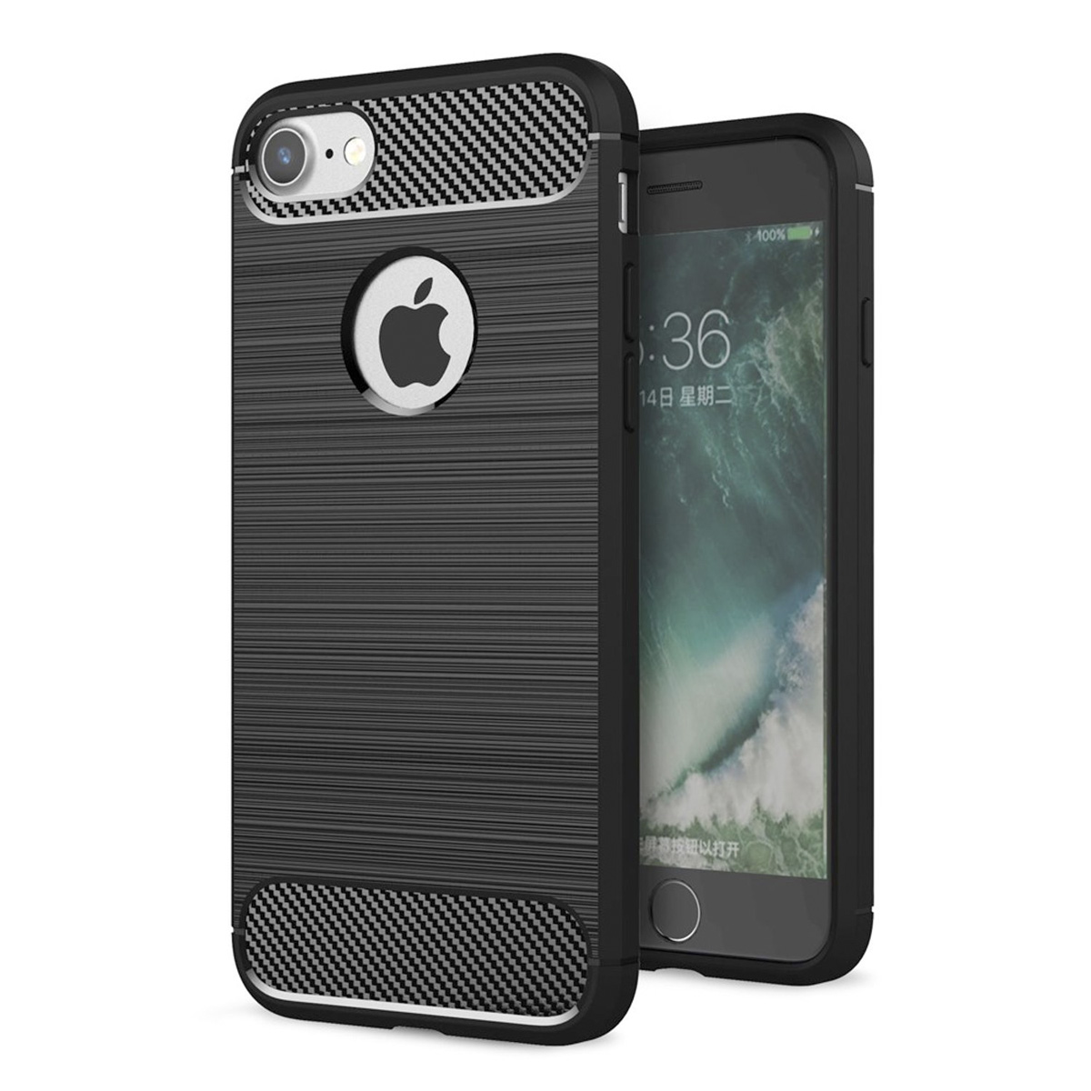 Funda Premium Fibra De Carbono Para iPhone 7/8 y SE 2020 Suave Flexible color Negro