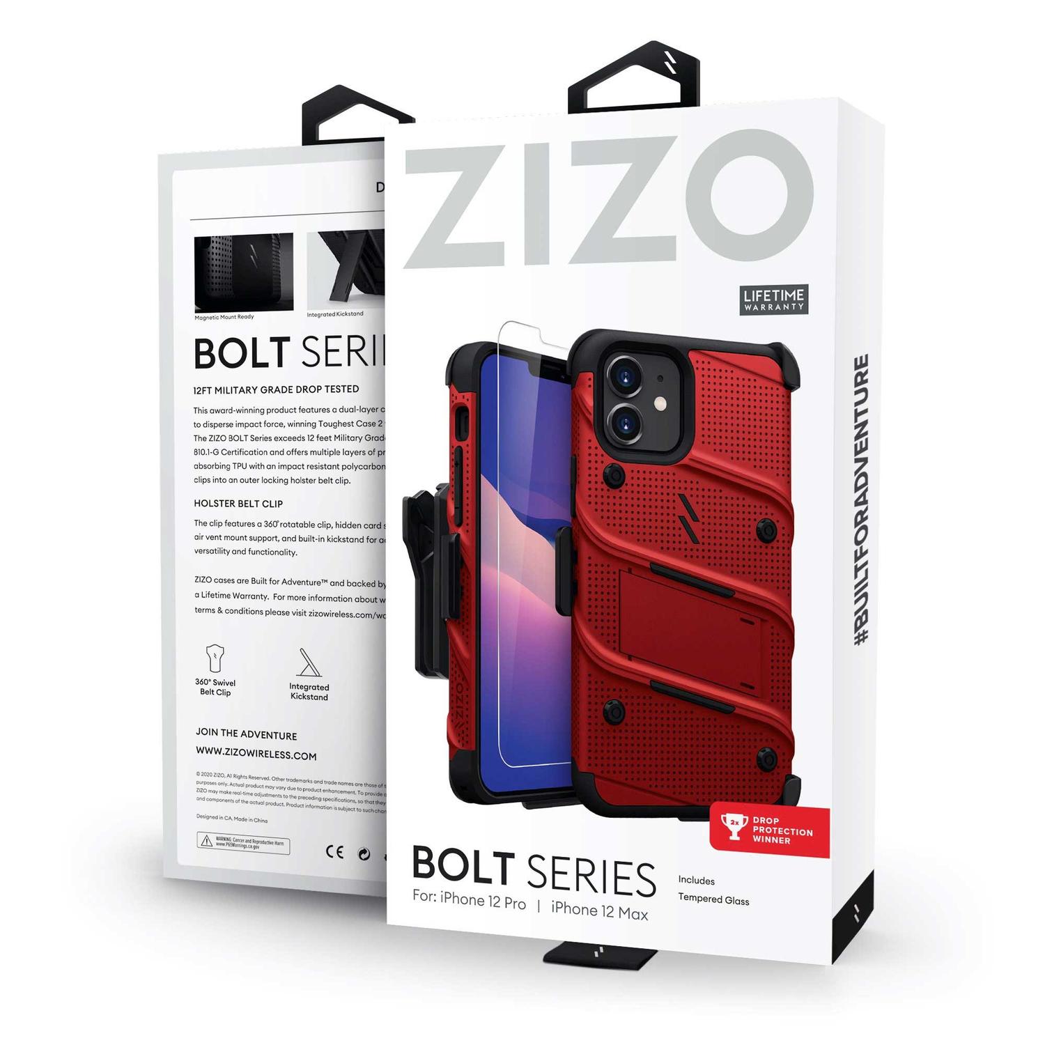 Foto 2 | Funda Zizo Bolt para iPhone 12 y 12 Pro Multicolor con Clip y Mica de Pantalla