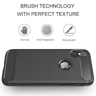 Foto 2 | Funda Premium Fibra De Carbono Para iPhone X Iphone Xs Suave Flexible Color Negro