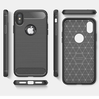 Foto 3 | Funda Premium Fibra De Carbono Para iPhone X Iphone Xs Suave Flexible Color Negro