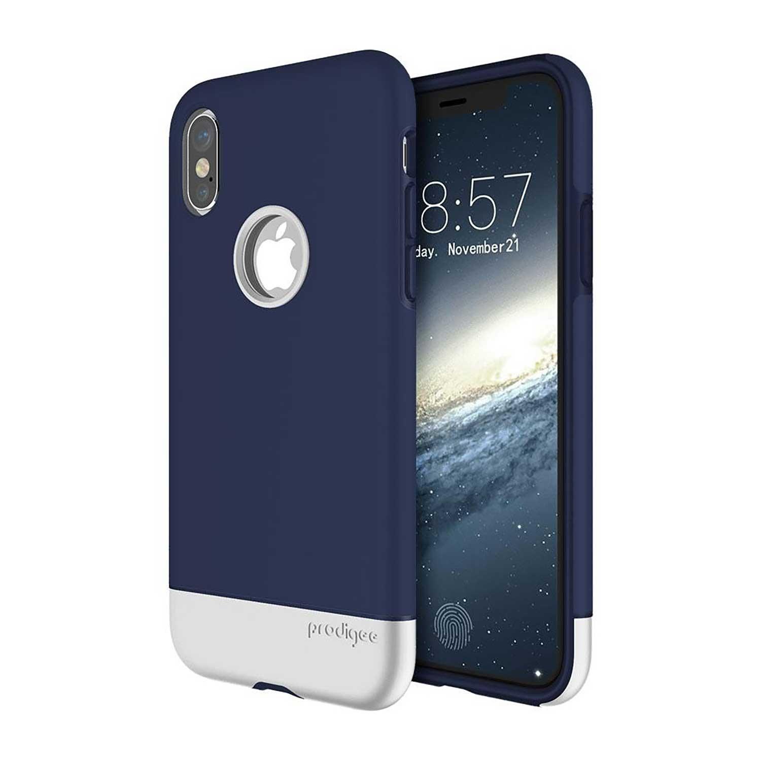 Funda Prodigee Fit para iPhone X y Xs color Azul con Plateado