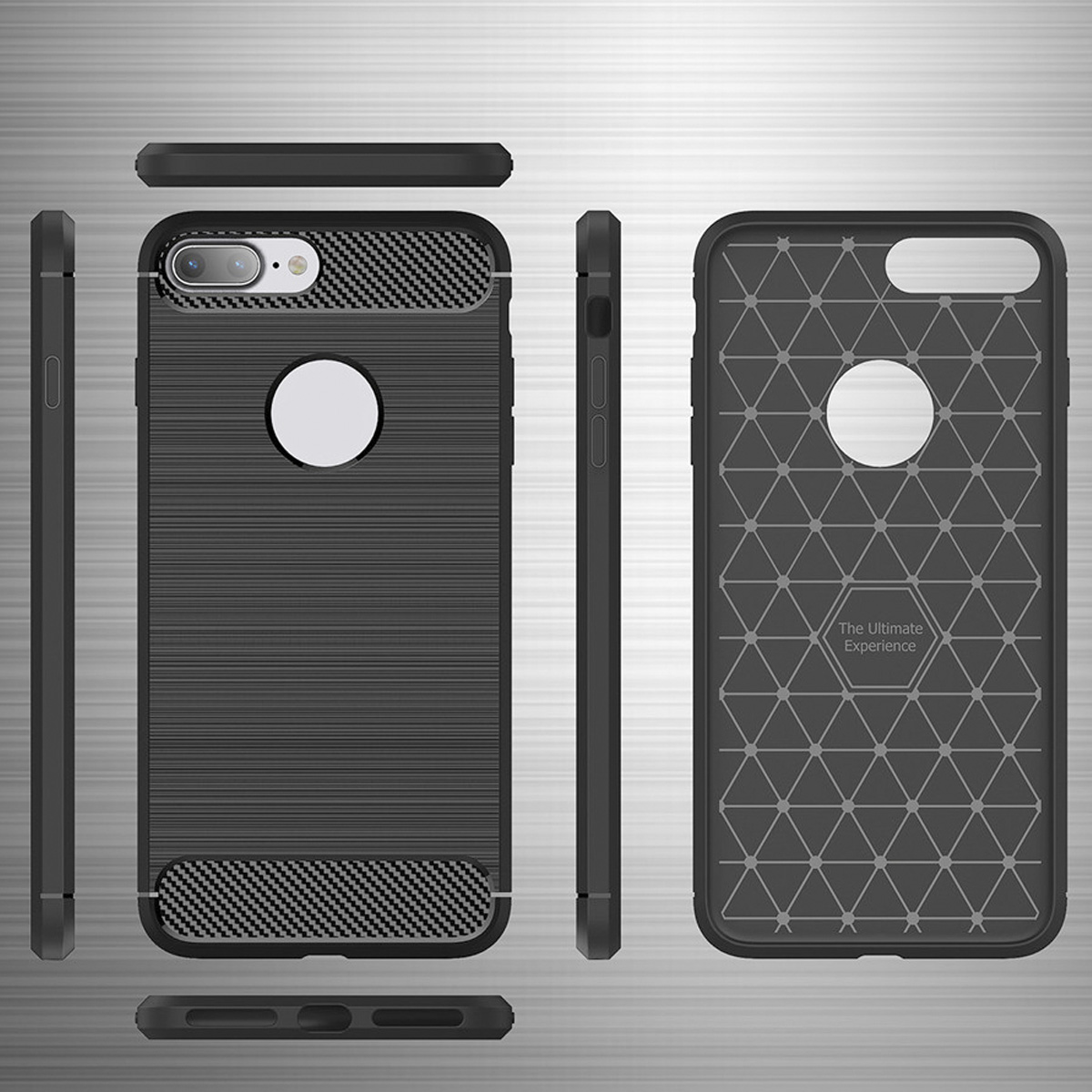 Foto 3 pulgar | Funda Premium Fibra de Carbono para iPhone 7 Plus, 8 Plus Suave Flexible color Negro