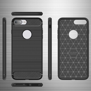 Foto 2 | Funda Premium Fibra de Carbono para iPhone 7 Plus, 8 Plus Suave Flexible color Negro