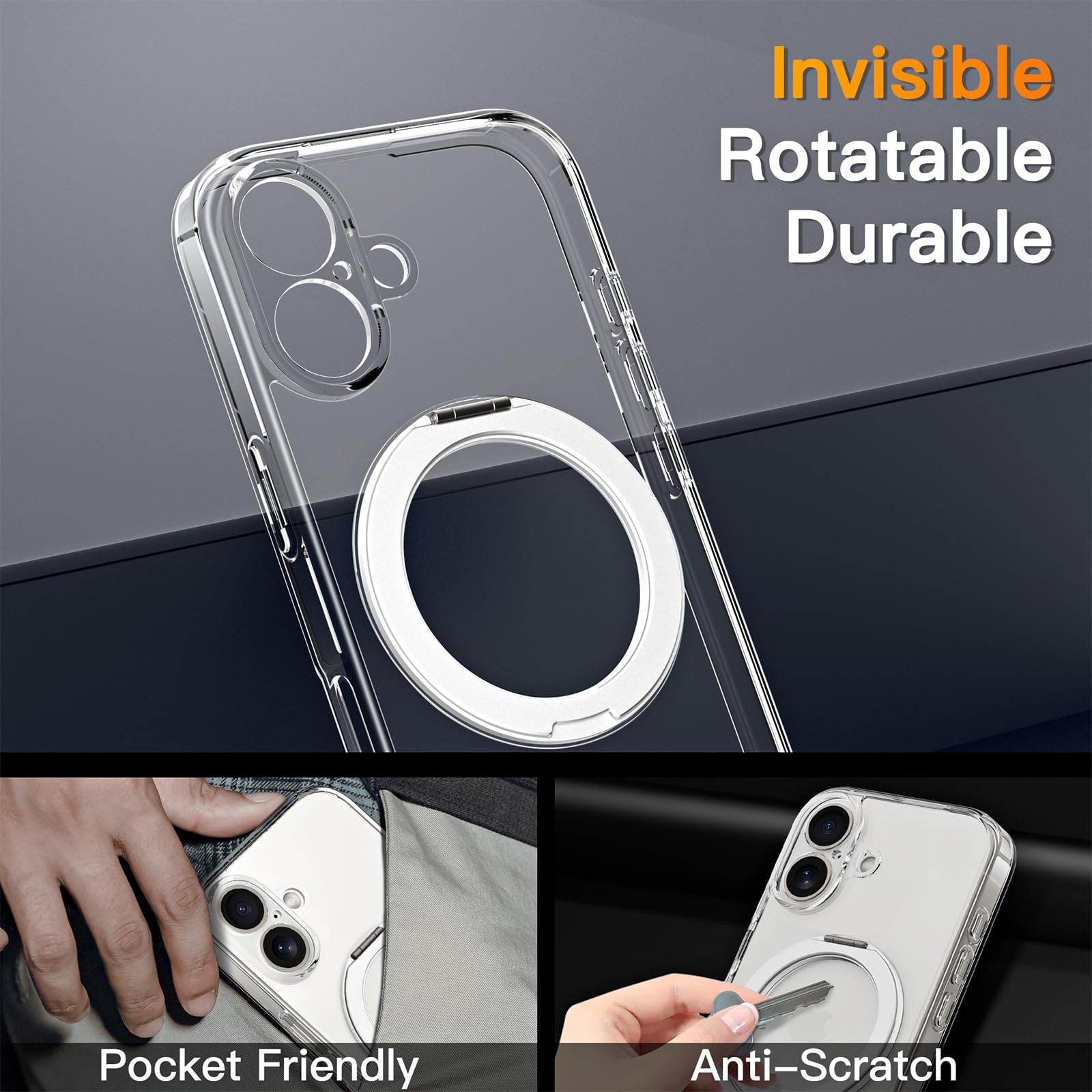 Foto 4 pulgar | Funda Magnética Coolqo Para Iphone 16 Con Soporte Anular De 360° - Venta Internacional.