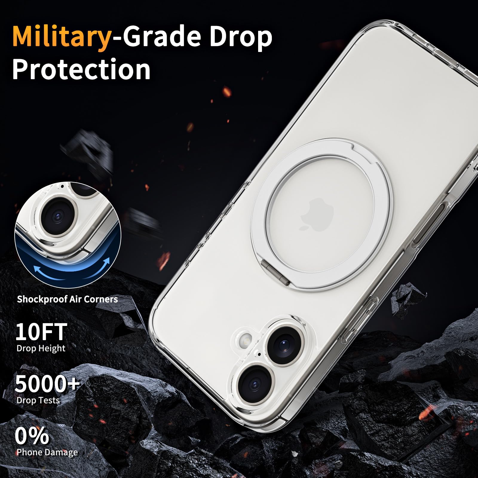 Foto 5 pulgar | Funda Magnética Coolqo Para Iphone 16 Con Soporte Anular De 360° - Venta Internacional.