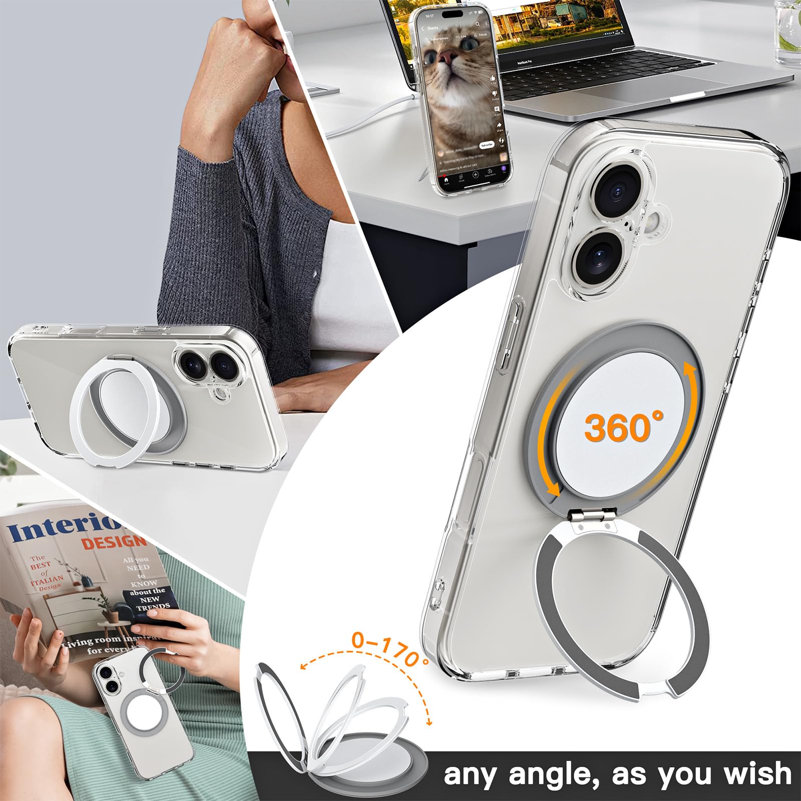 Foto 7 pulgar | Funda Magnética Coolqo Para Iphone 16 Con Soporte Anular De 360° - Venta Internacional.