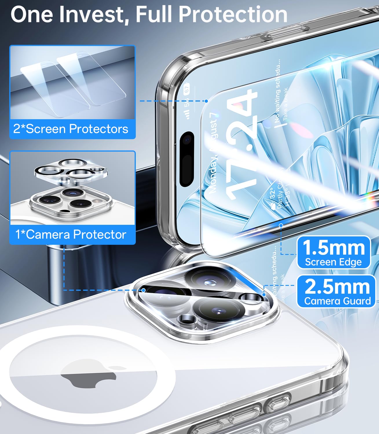 Foto 3 | Funda Magnética Meifigno Para Iphone 16 Pro De 6,3 Pulgadas Con Protectores - Venta Internacional.