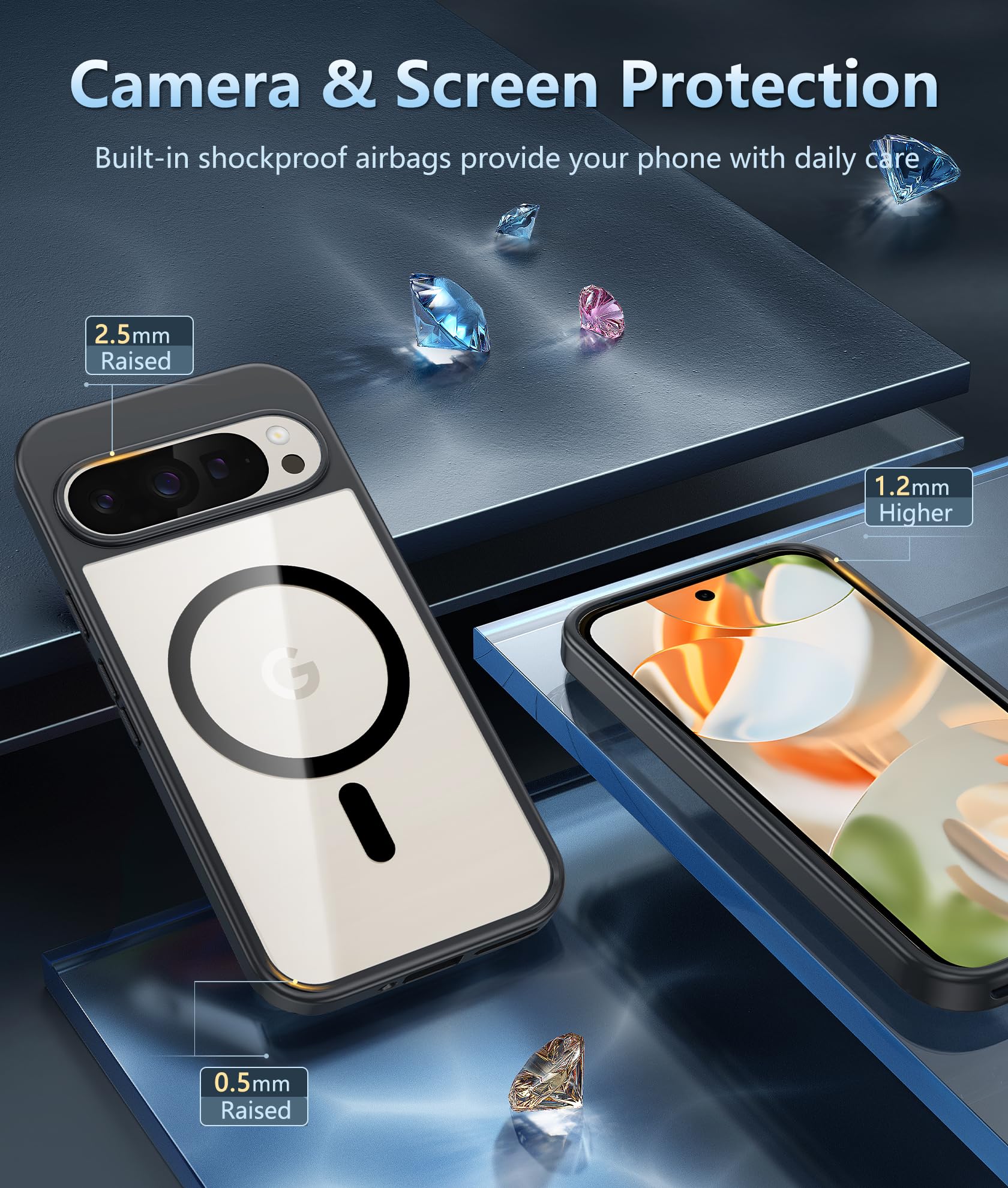 Foto 6 pulgar | Funda De Teléfono Fntcase Para Google Pixel 9/9 Pro Magnética Transparente - Venta Internacional.