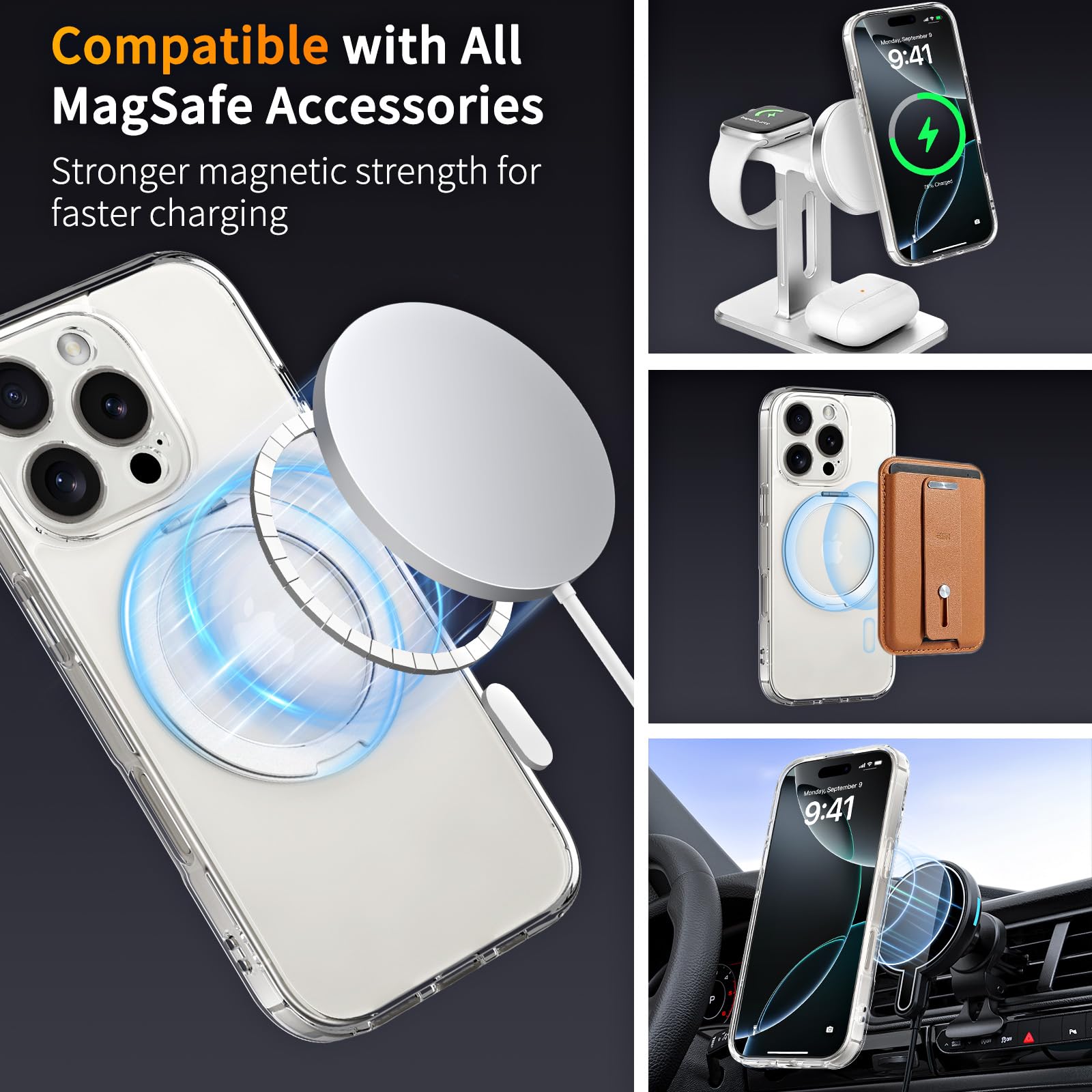 Foto 3 pulgar | Funda Magnética Coolqo Para Iphone 16 Pro Silver - Venta Internacional.