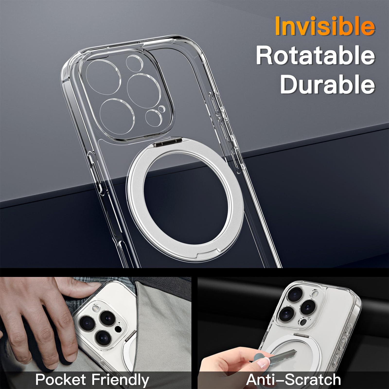 Foto 4 pulgar | Funda Magnética Coolqo Para Iphone 16 Pro Silver - Venta Internacional.