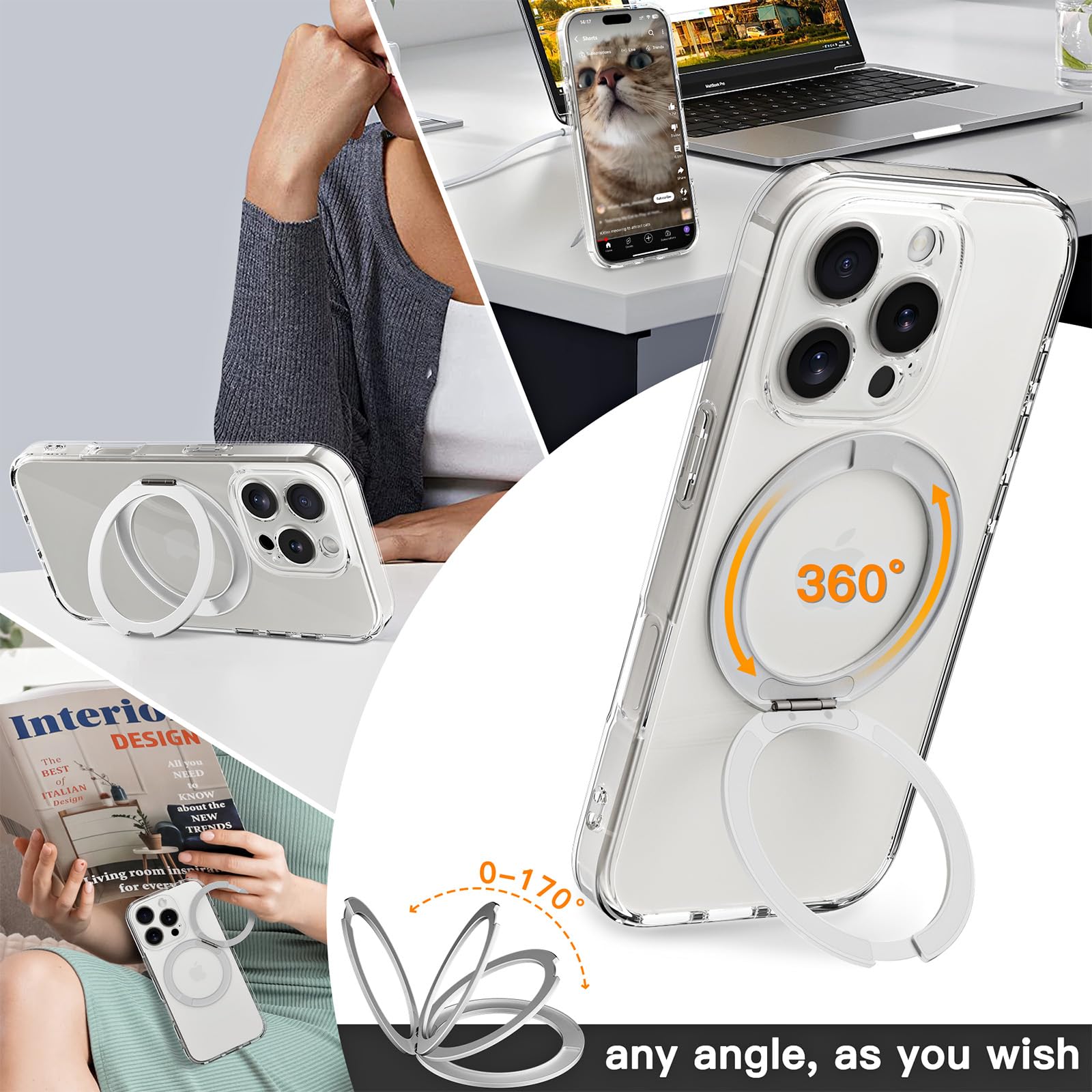 Foto 6 pulgar | Funda Magnética Coolqo Para Iphone 16 Pro Silver - Venta Internacional.