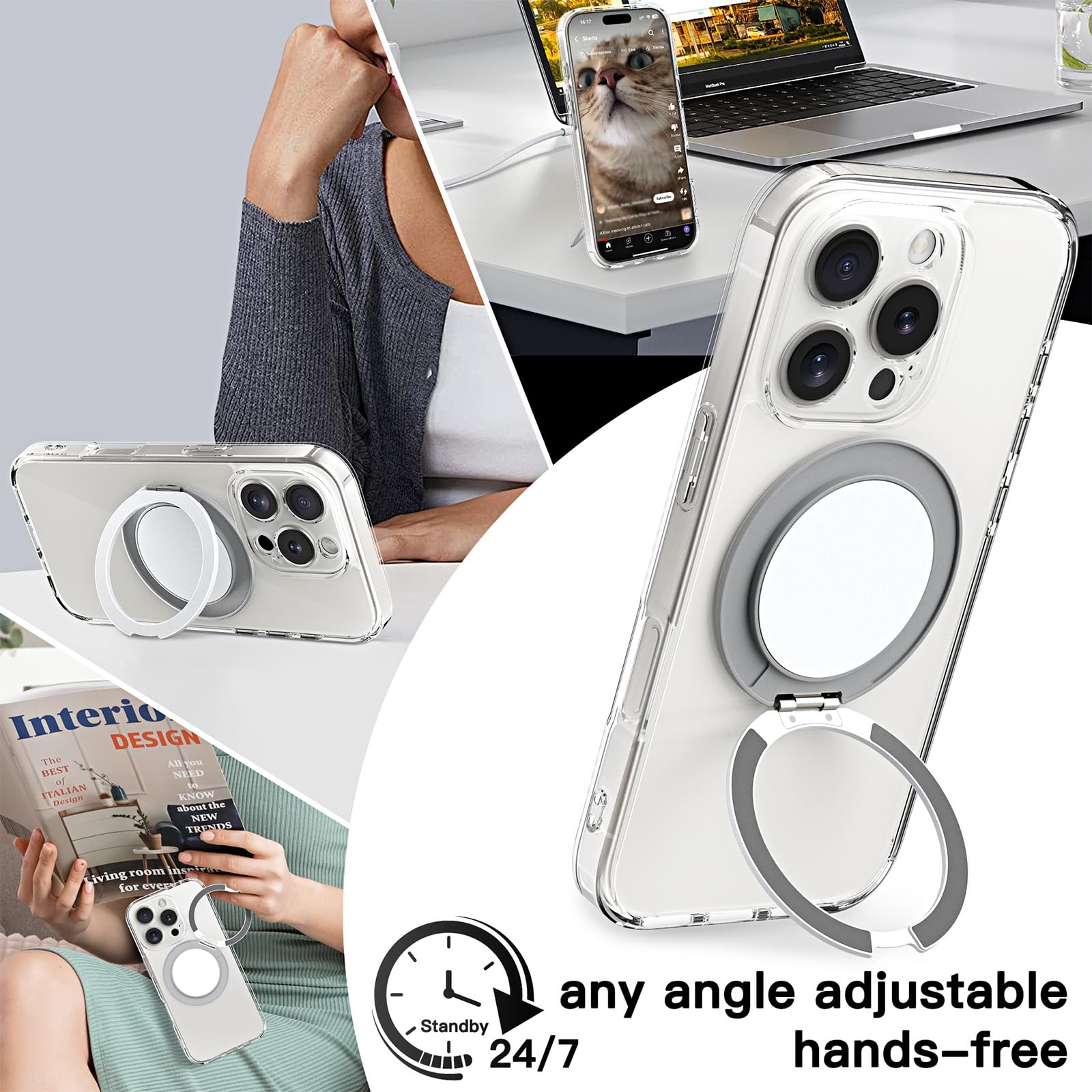 Foto 7 pulgar | Funda Magnética Coolqo Para Iphone 16 Pro Silver - Venta Internacional.