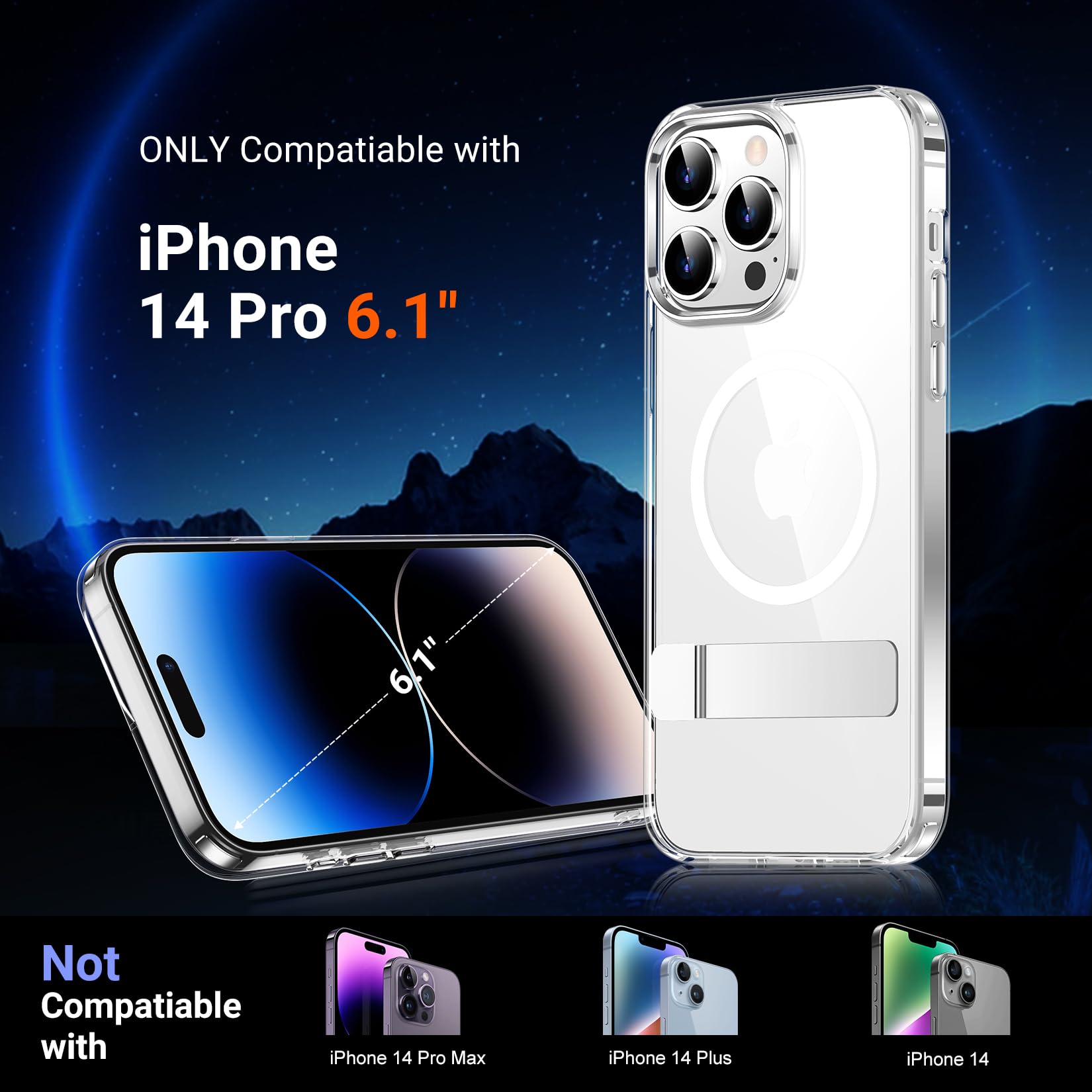 Foto 3 pulgar | Funda De Teléfono Temdan Magnetic Para Iphone 14 Pro Clear De 6.1 Pulgadas - Venta Internacional.