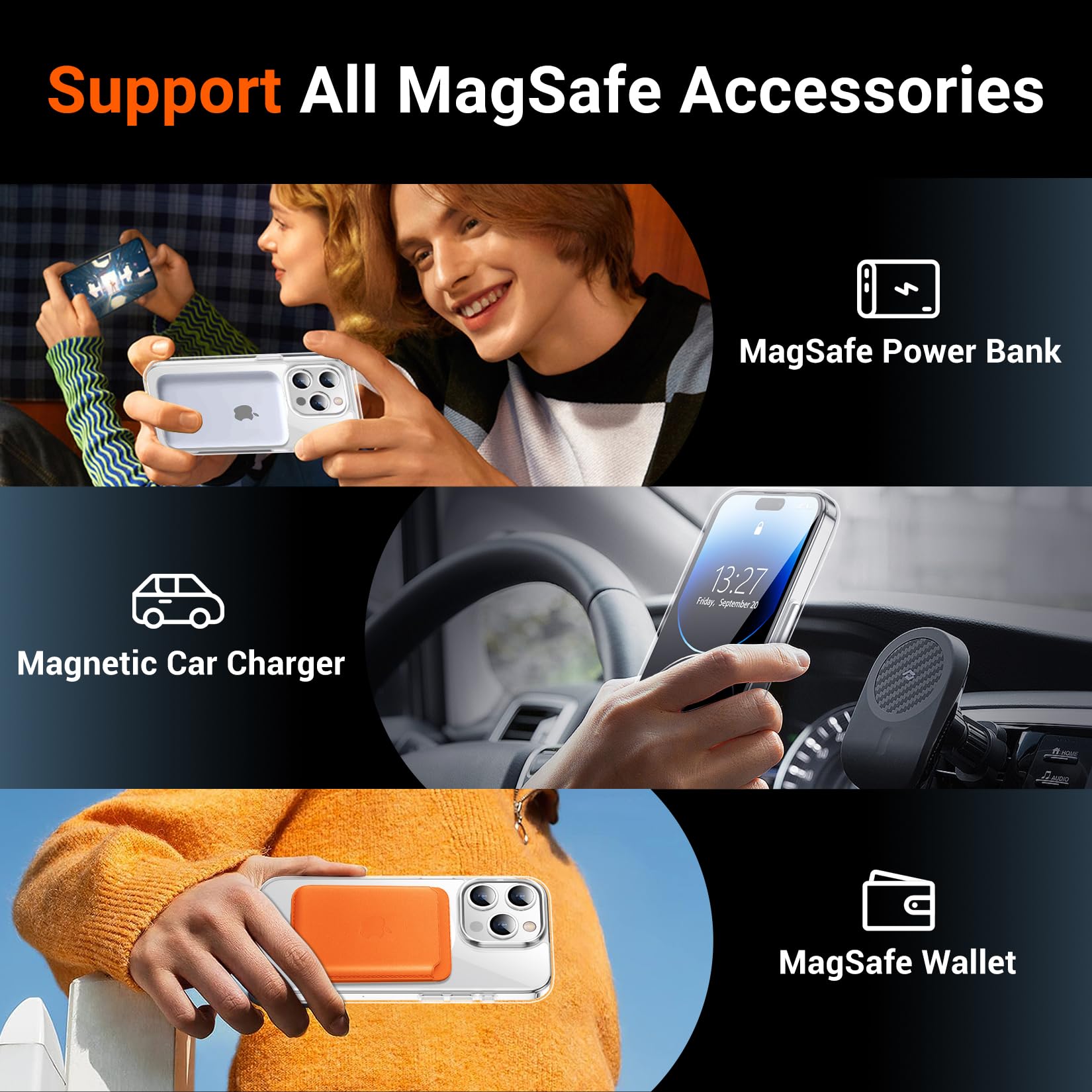 Foto 8 pulgar | Funda De Teléfono Temdan Magnetic Para Iphone 14 Pro Clear De 6.1 Pulgadas - Venta Internacional.
