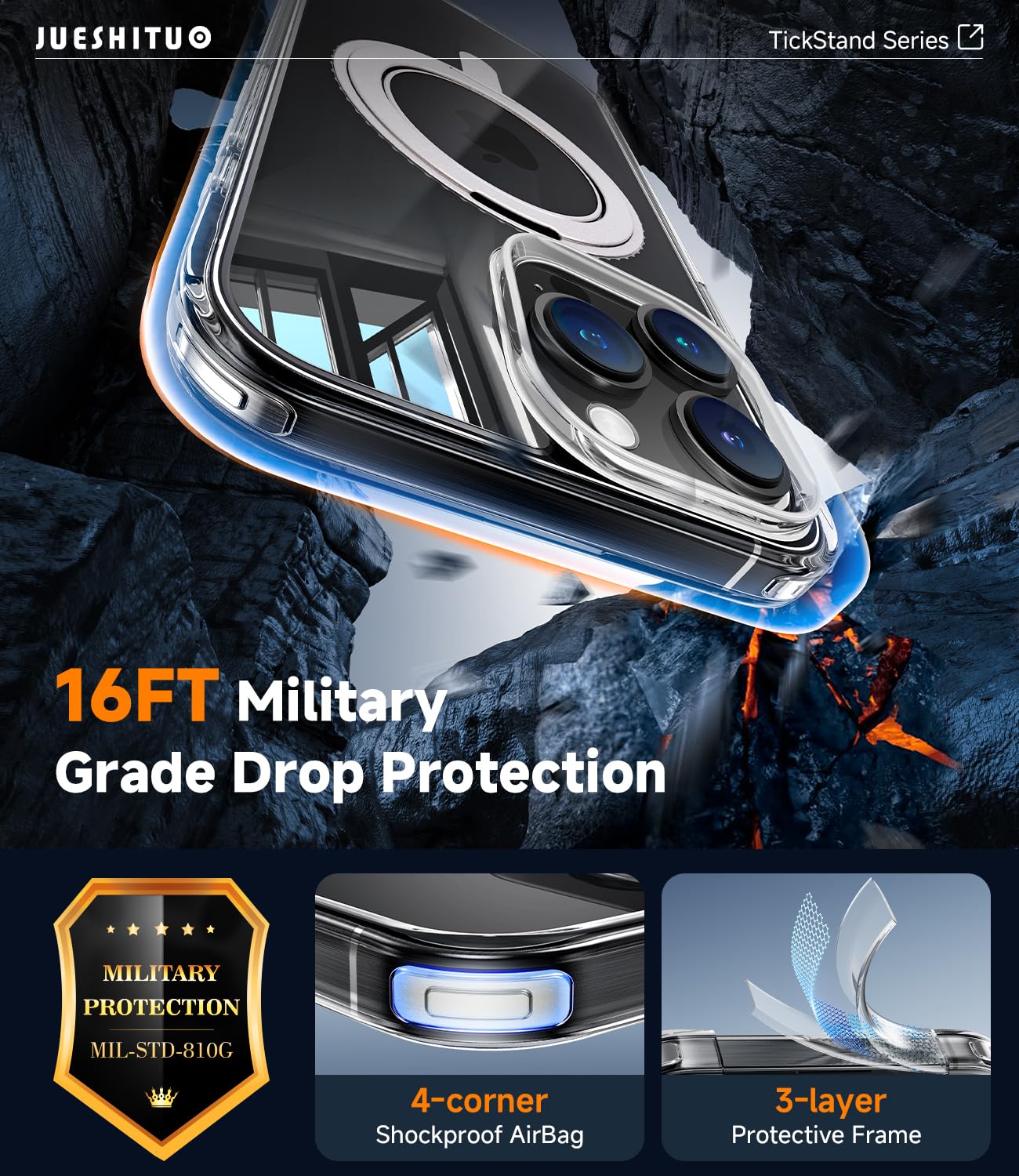 Foto 8 pulgar | Funda Jueshituo 3 En 1 De La Serie Tickstand Para Iphone 16 Pro De 6.3 Pulgadas - Venta Internacional.