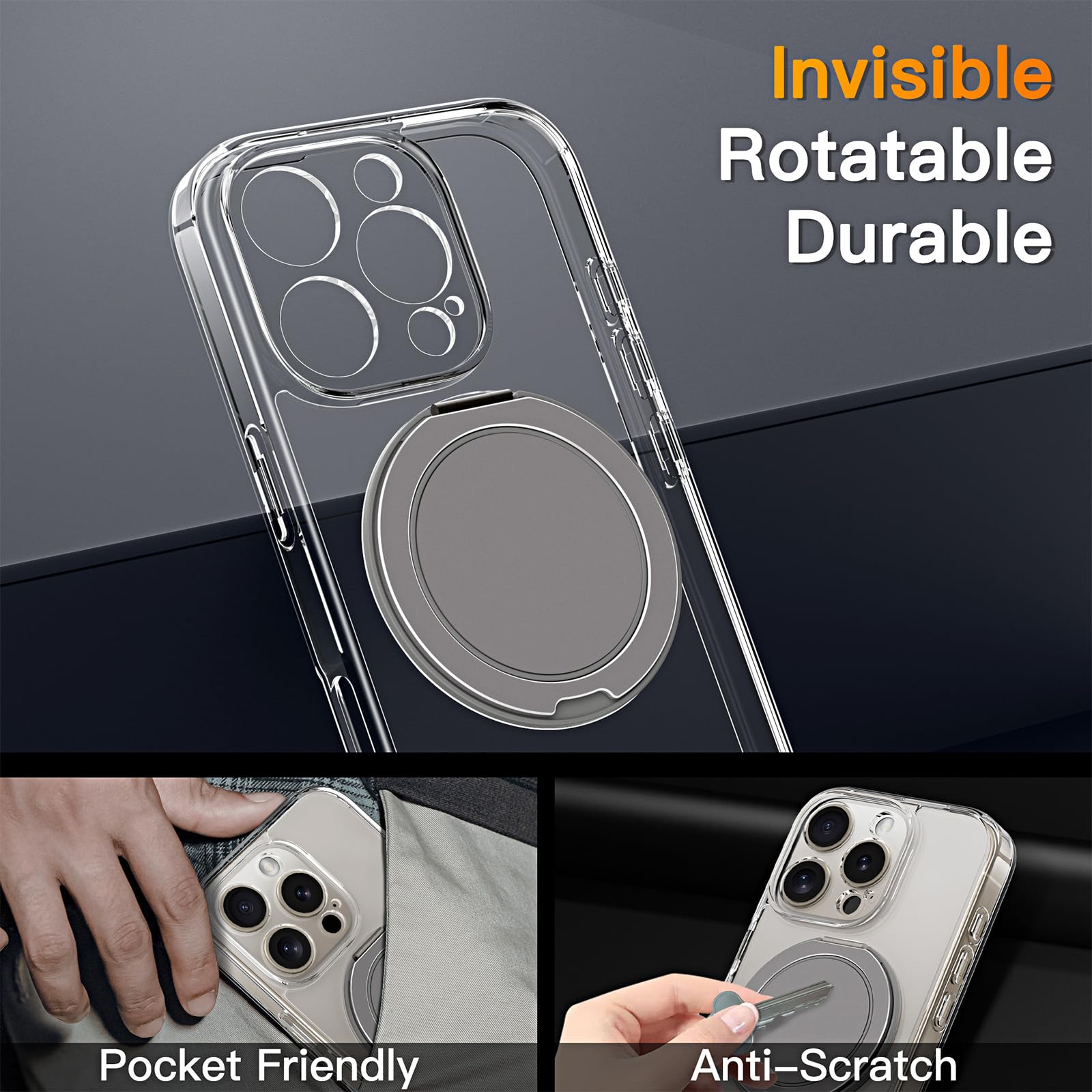 Foto 4 pulgar | Funda Magnética Coolqo Para Iphone 16 Pro Max Gris - Venta Internacional.