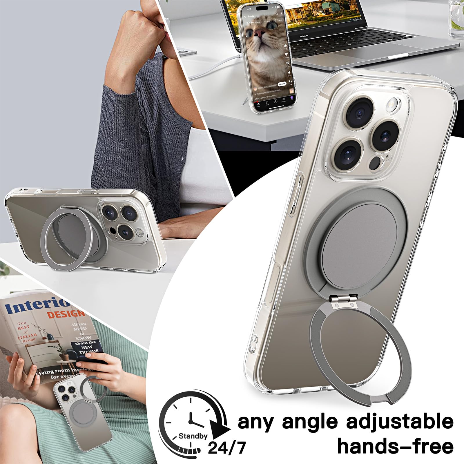 Foto 7 pulgar | Funda Magnética Coolqo Para Iphone 16 Pro Max Gris - Venta Internacional.