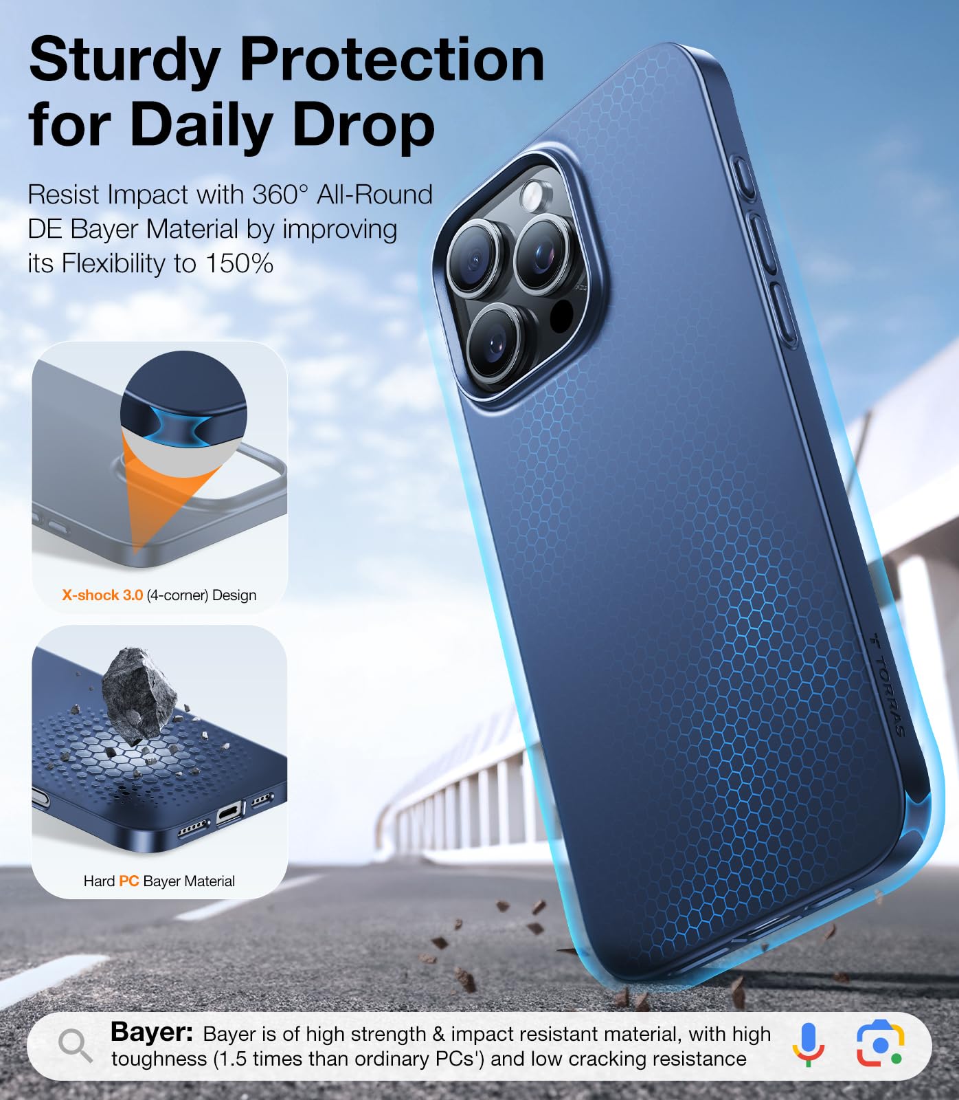 Foto 6 pulgar | Funda De Teléfono Torras Magnetic Slim Fit Para Iphone 16 Pro, Color Azul - Venta Internacional.