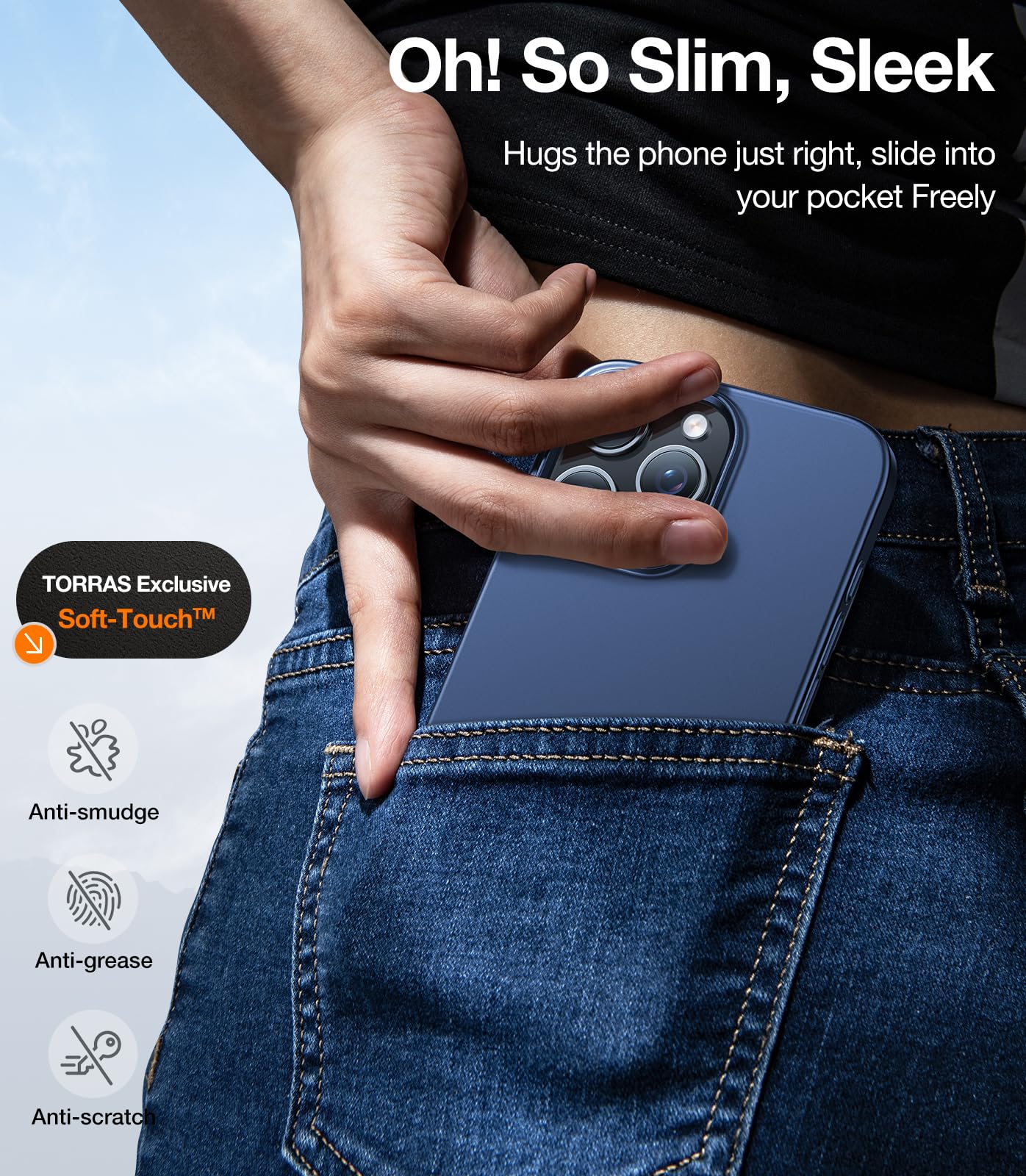 Foto 7 pulgar | Funda De Teléfono Torras Magnetic Slim Fit Para Iphone 16 Pro, Color Azul - Venta Internacional.