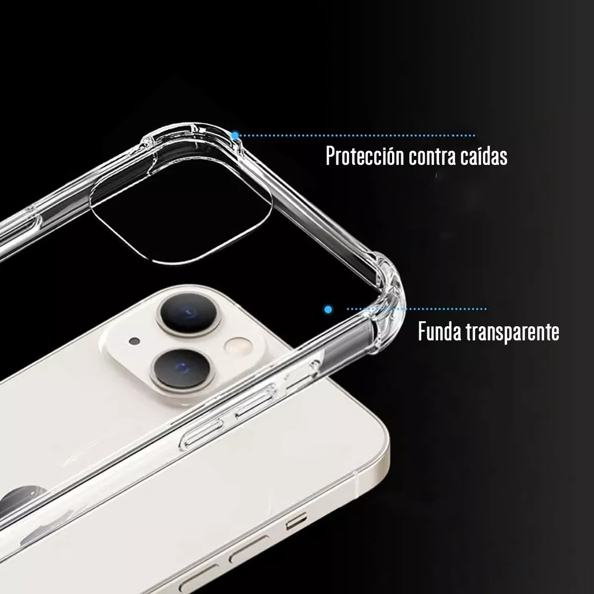 Foto 3 pulgar | Funda Para Iphone Acrigel Calidad Premium Esquinas Reforzada Color Transparente Iphone 13