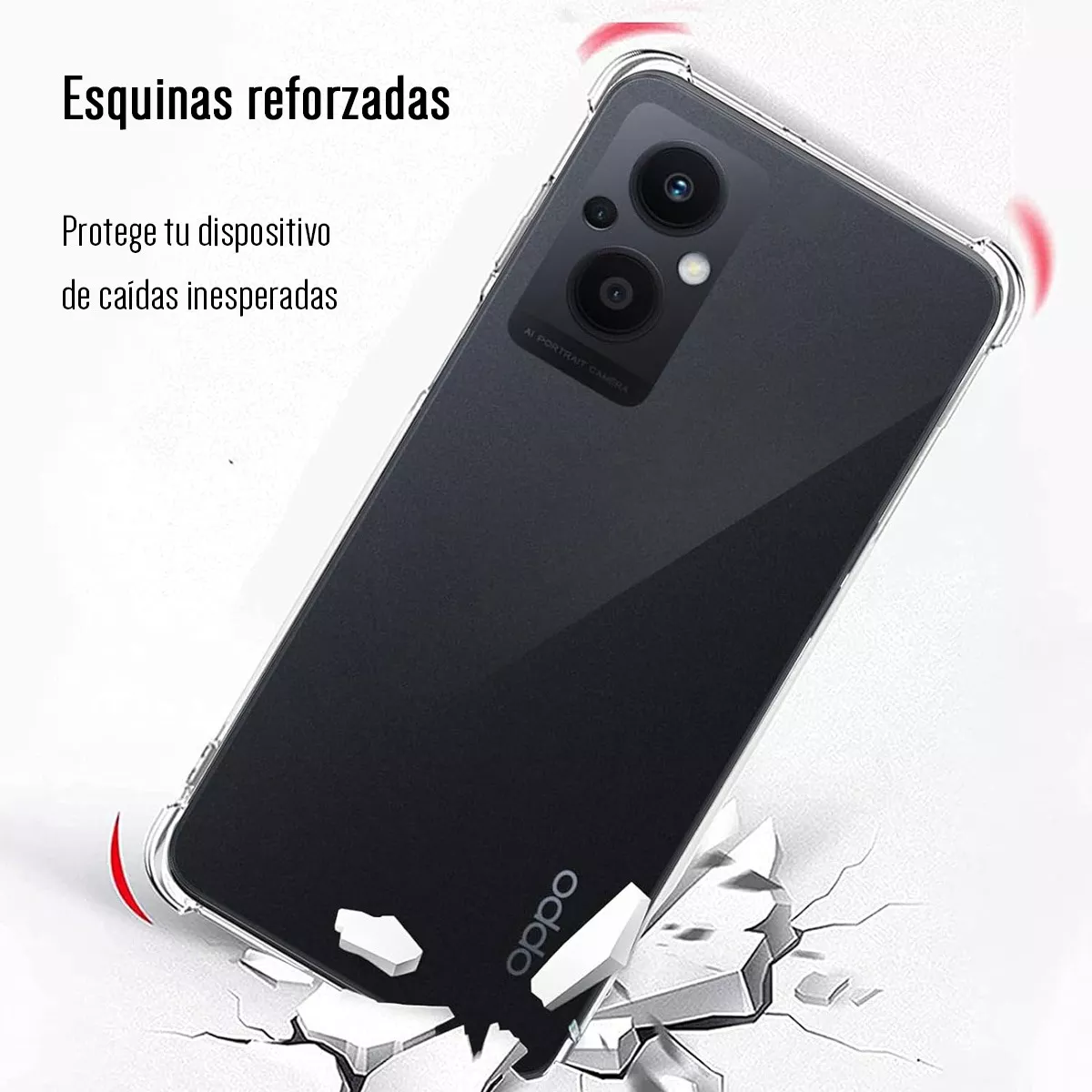 Foto 3 pulgar | Funda Para Oppo Reno 8 Lite Acrigel Esquinas Reforzadas Transparente