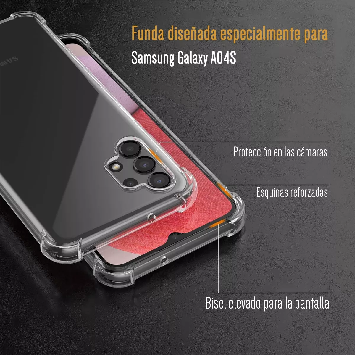 Foto 4 pulgar | Funda Para Samsung 04s Acrigel Esquinas Reforzadas Premium Color Transparente